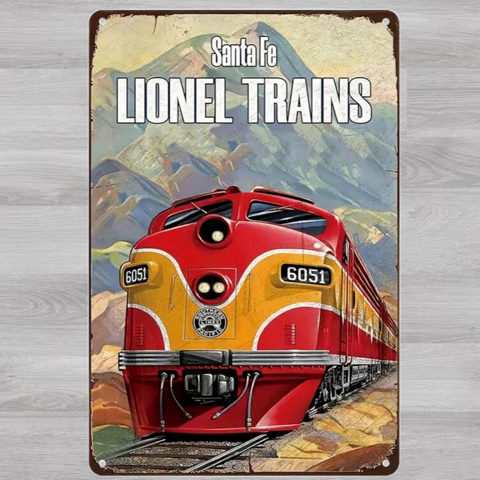 Sante Fe Lionel Trains 8 x 12 Vintage Novelty Metal Sign Shrink-Wrapped New!