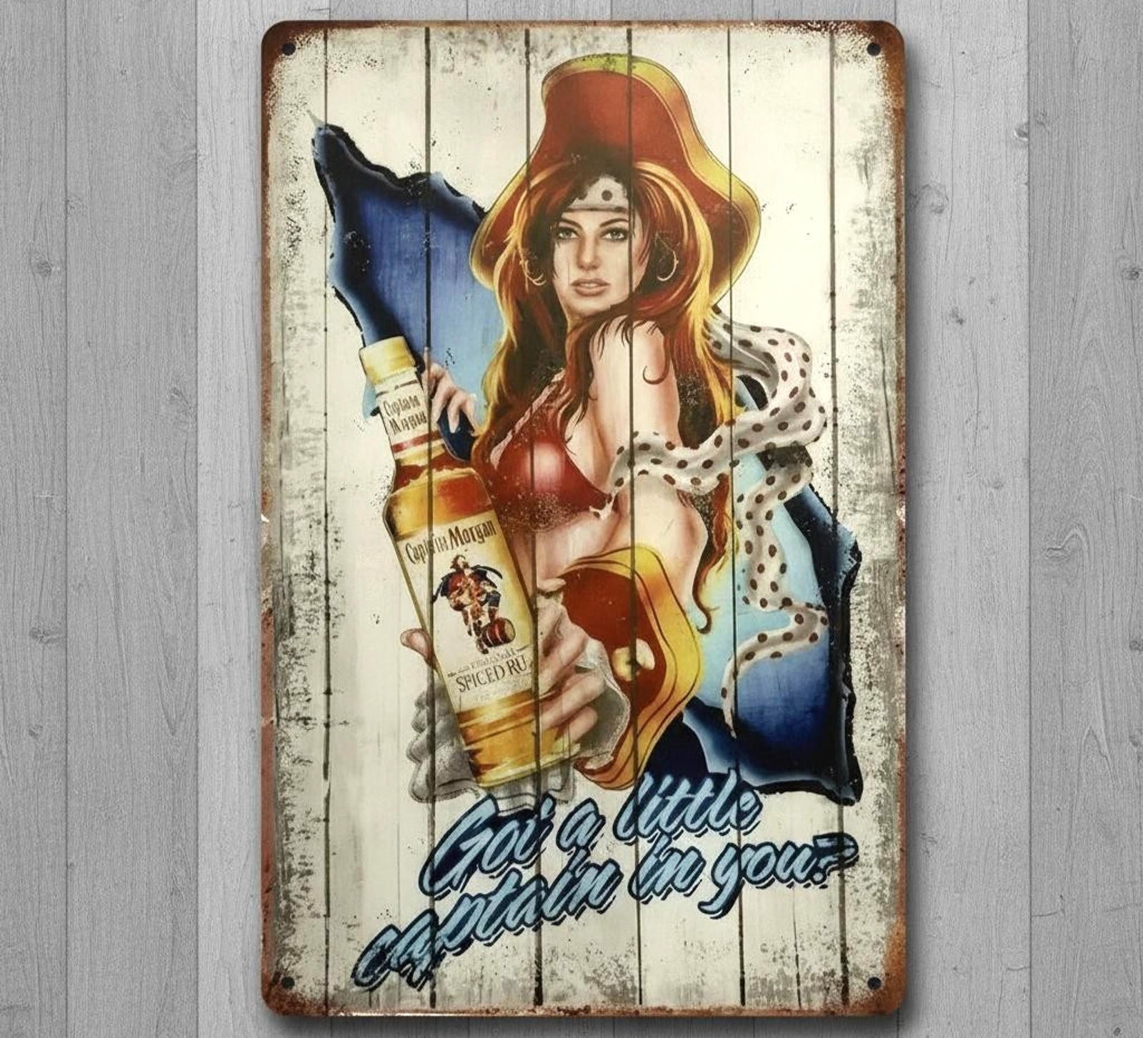 Captain Morgan Spiced Rum 8 x 12 Vintage Novelty Metal Sign New!