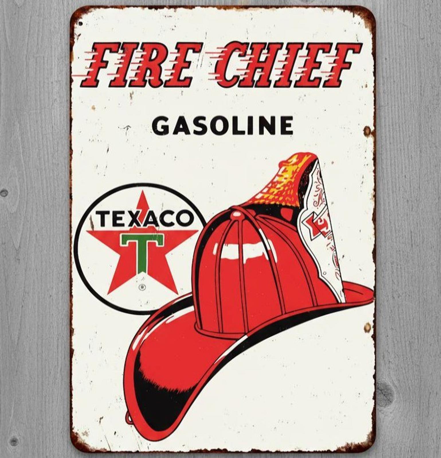 Texaco Fire Chief Gasoline 8 x 12 Vintage Novelty Metal Sign Made In USA New!