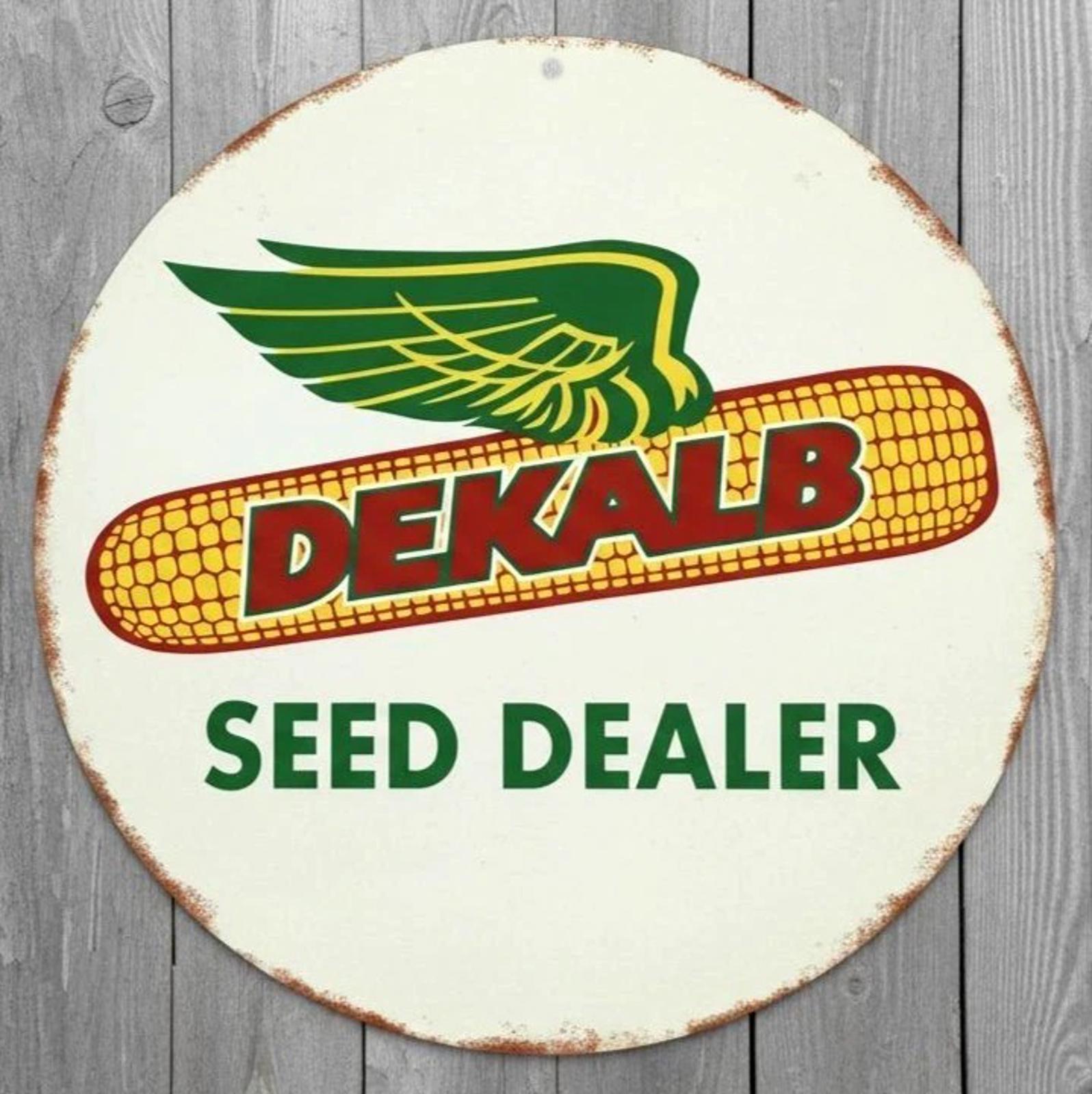Dekalb Seed Dealer 8" Diameter Novelty Metal Sign Made In USA New!