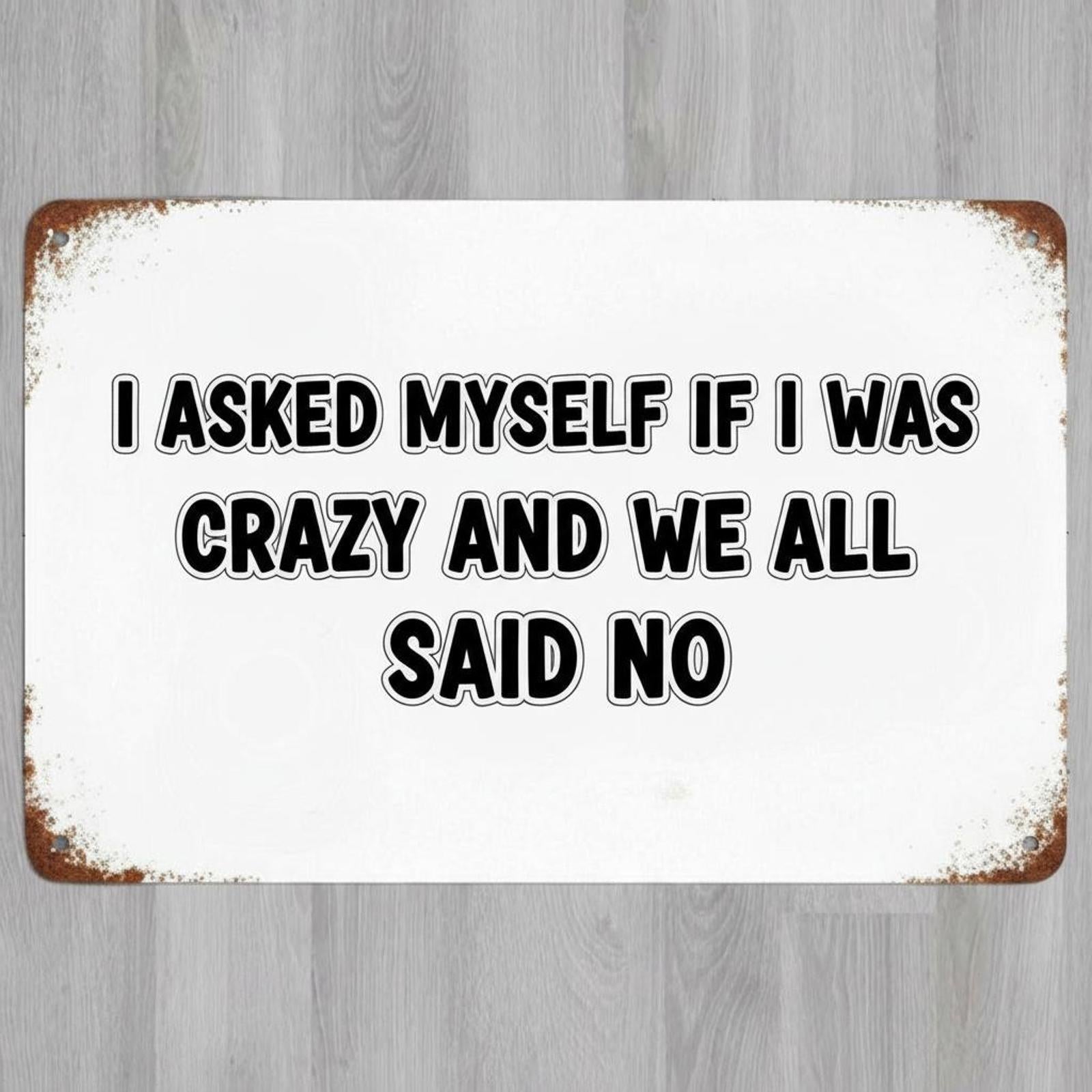 I Asked Myself If I Was Crazy Humor 8 x 12 Novelty Metal Sign Made In USA