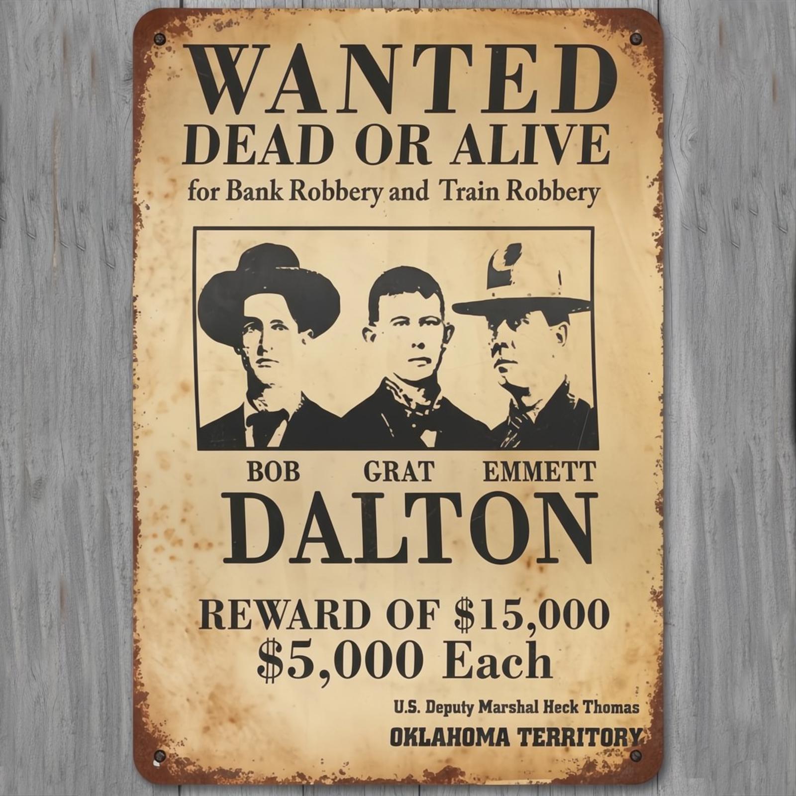 Dalton Boys Wanted Poster 8 x 12 Vintage Novelty Metal Sign Made In USA New!