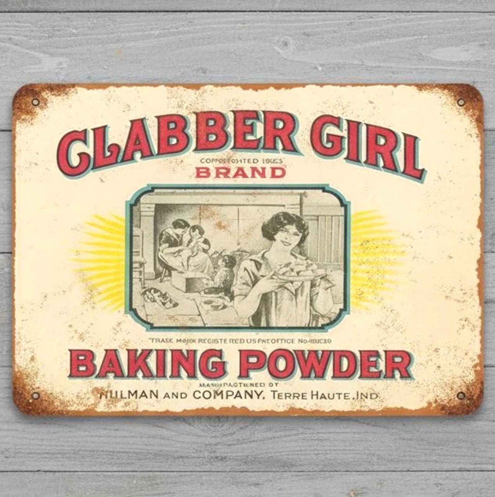 Clabber Girl Brand Baking Powder 8 x 12 Vintage Novelty Metal Sign Made In USA