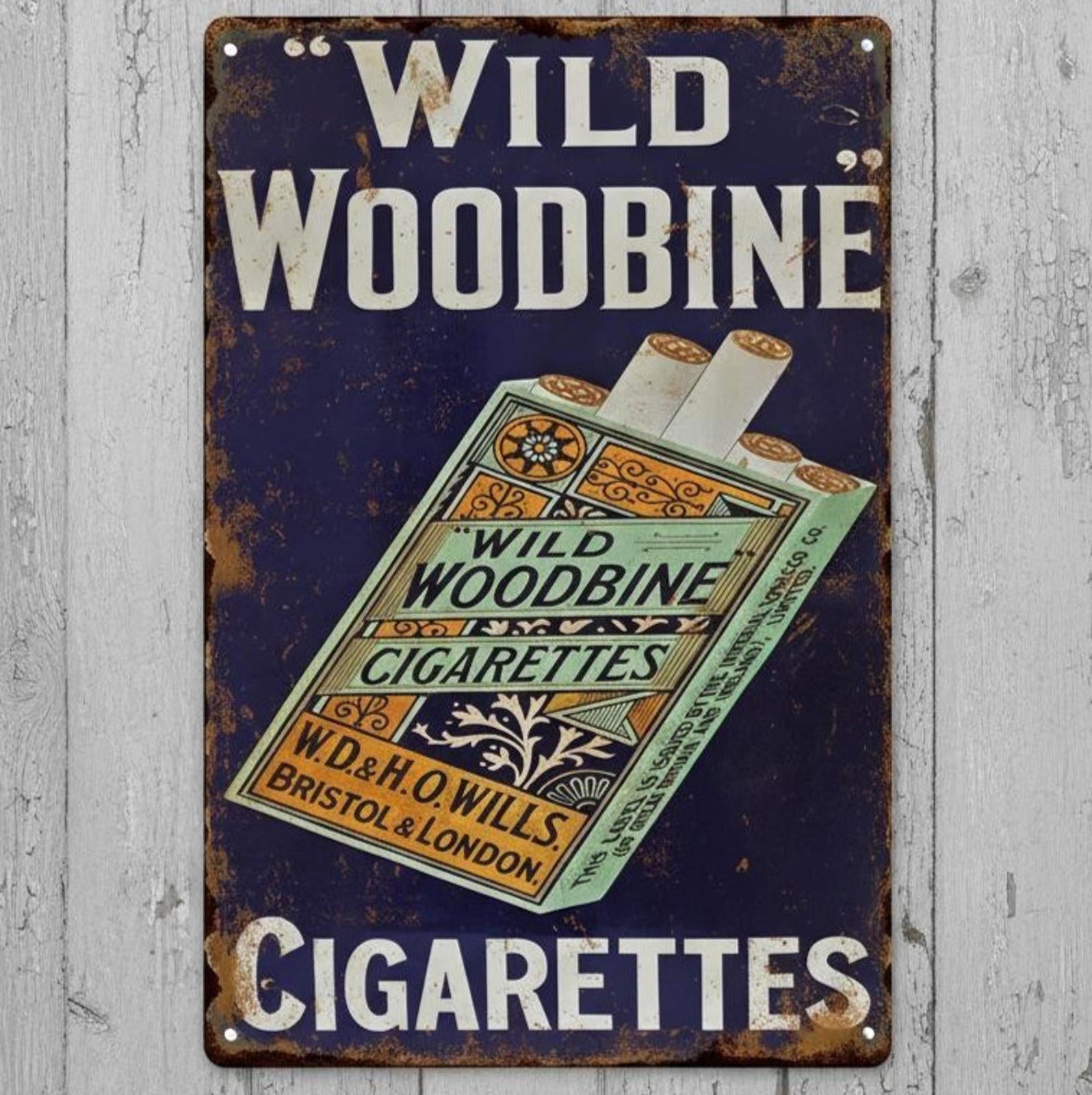 Wild Woodbine Cigarettes 8 x 12 Vintage Novelty Metal Sign Made In USA New!