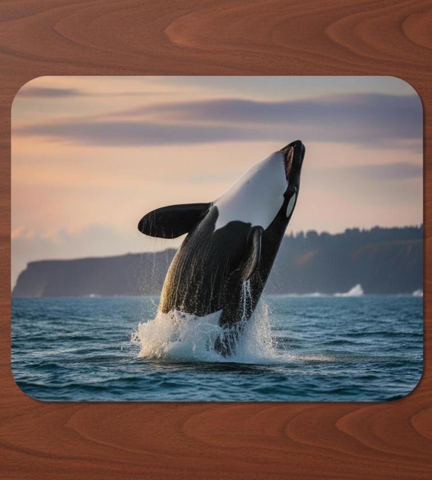 Orca Killer Whale 9.5 x 8 Mouse Pad With Anti-Slip Rubber Backing Made In USA