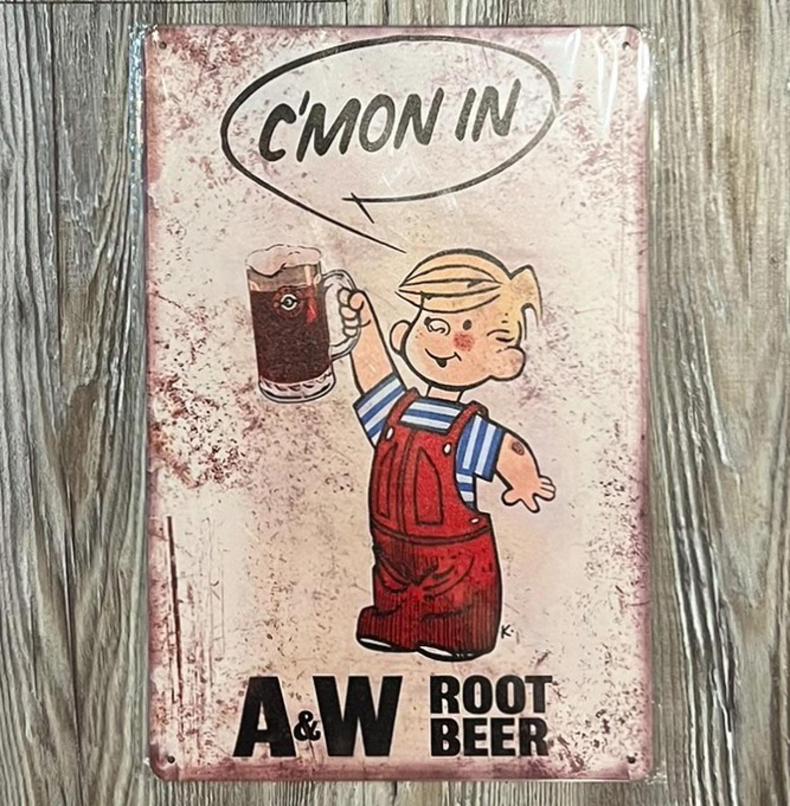 A & W Root Beer C'Mon In 8 x 12 Novelty Metal Sign New Shrink-wrapped