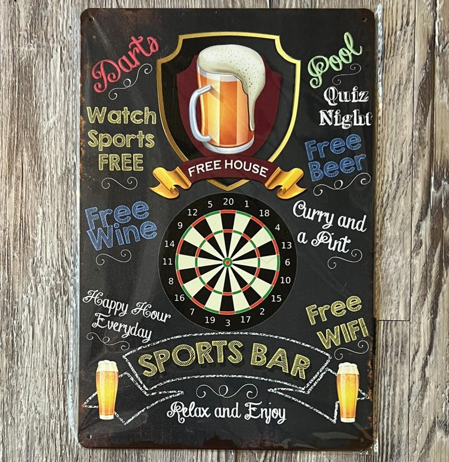 Sports Bar Relax And Enjoy 8 x 12 Novelty Metal Sign Shrink-wrapped New!