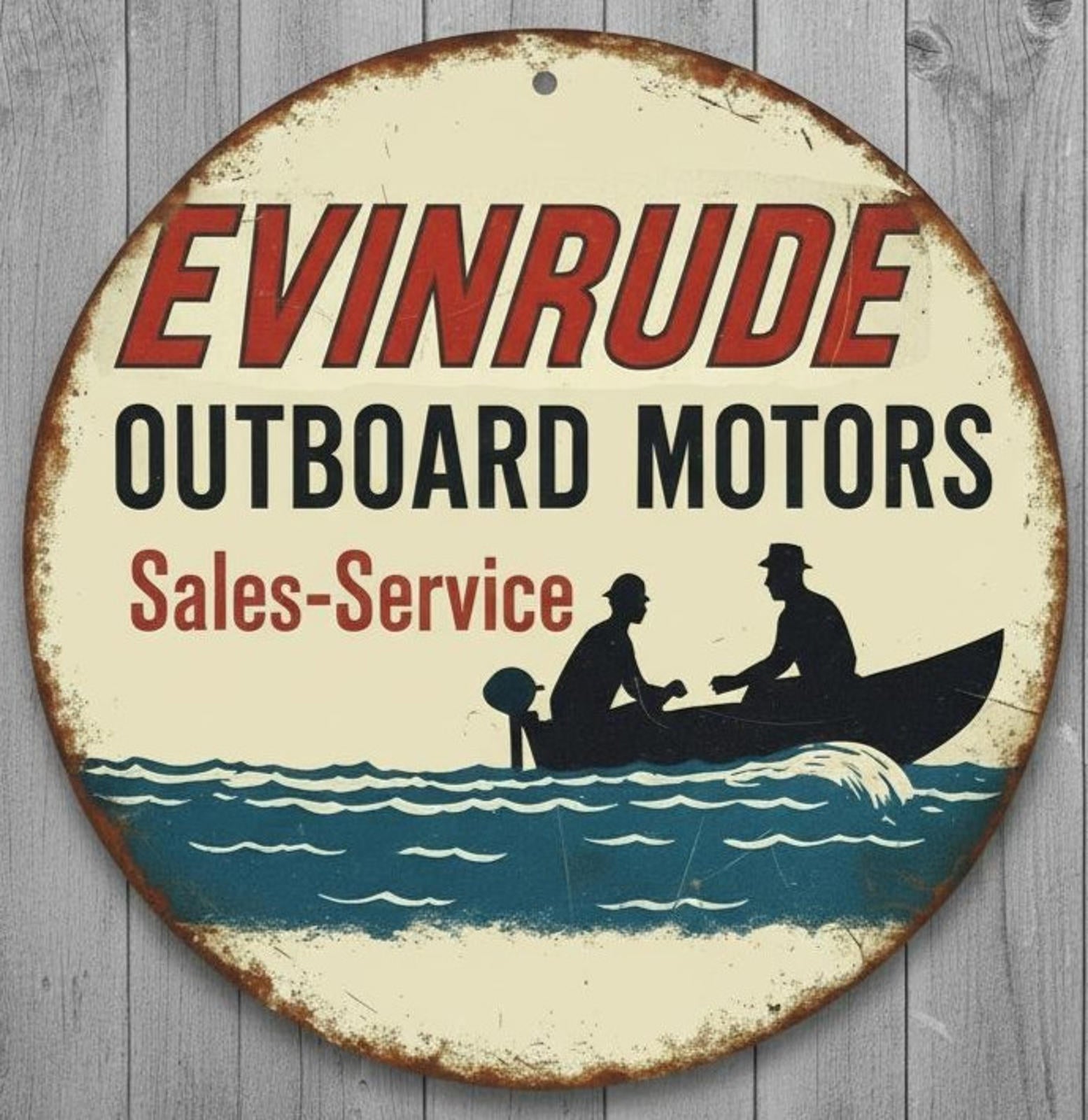 Evinrude Outboard Motors 8" Diameter Vintage Novelty Metal Sign Made In USA New!