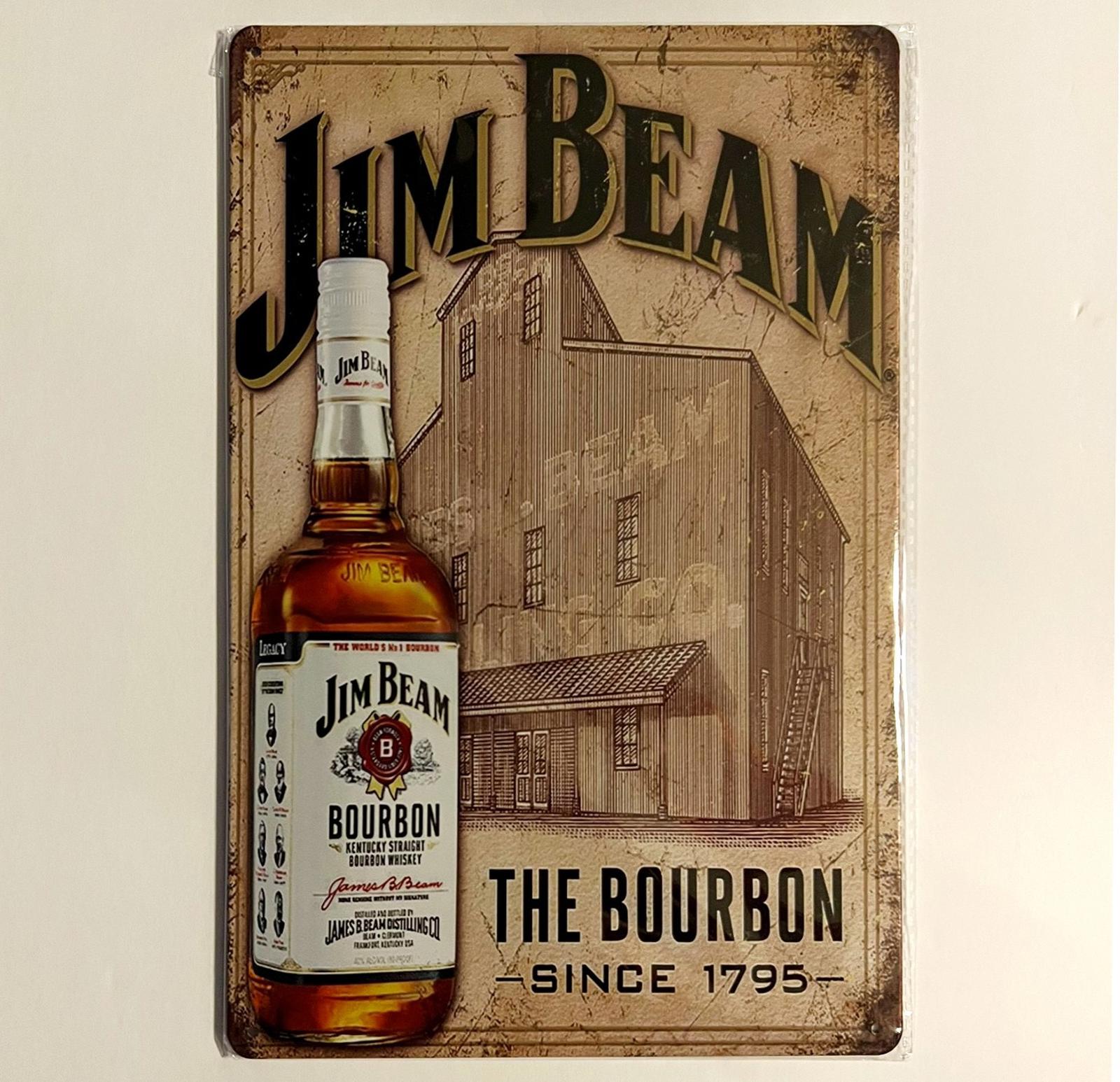 Jim Beam Bourbon 8 x 12 Novelty Metal Sign Shrink-Wrapped New!