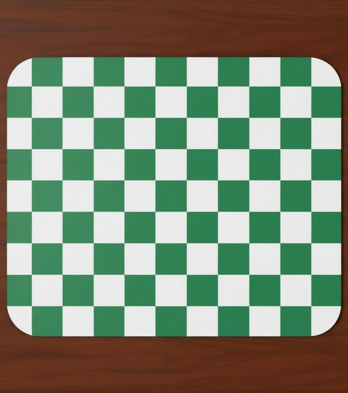 Green Checkerboard 9.5 x 8 Mouse Pad With Anti-Slip Rubber Backing Made In USA