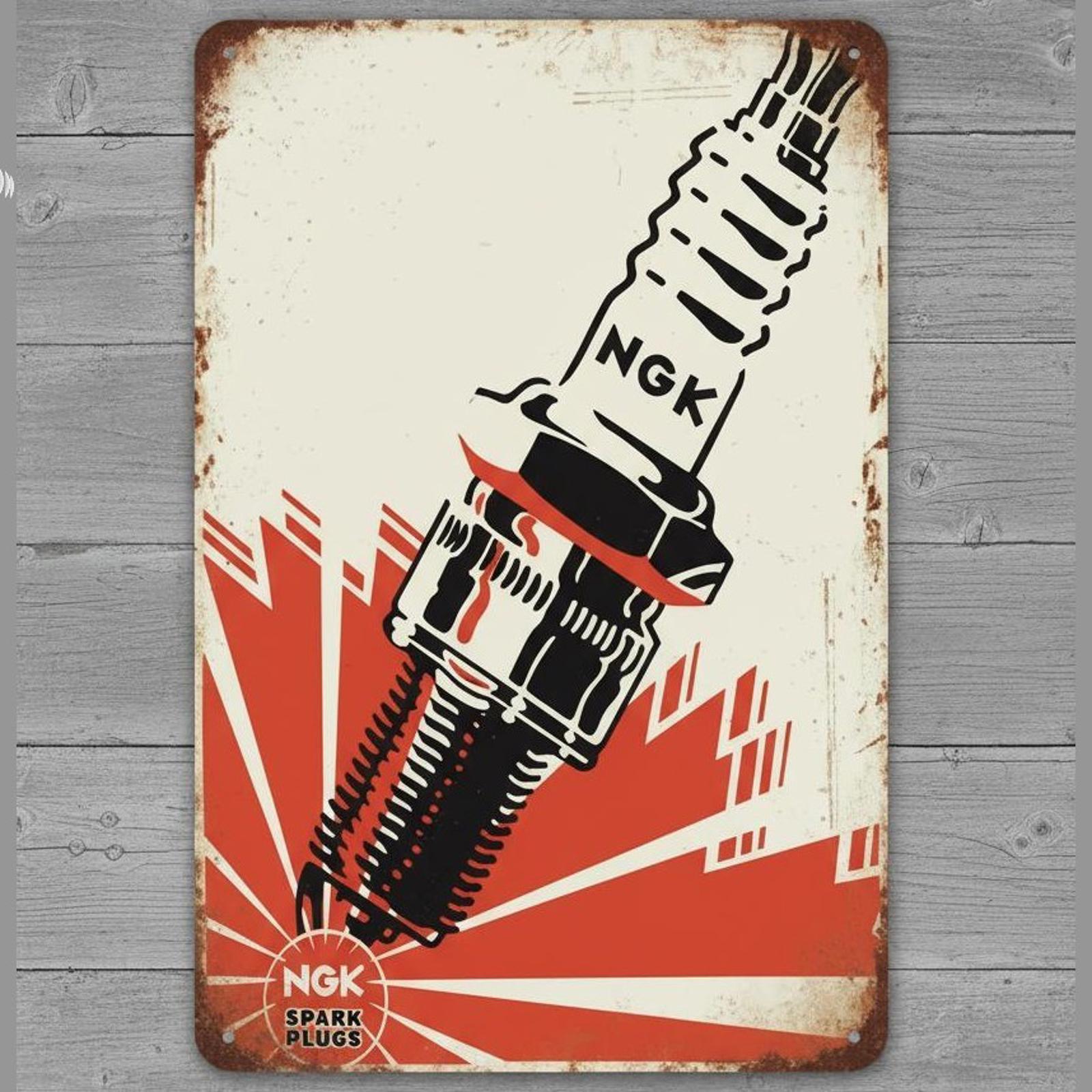 NGK Spark Plugs 8 x 12 Novelty Metal Sign Shrink-Wrapped Made In USA New!