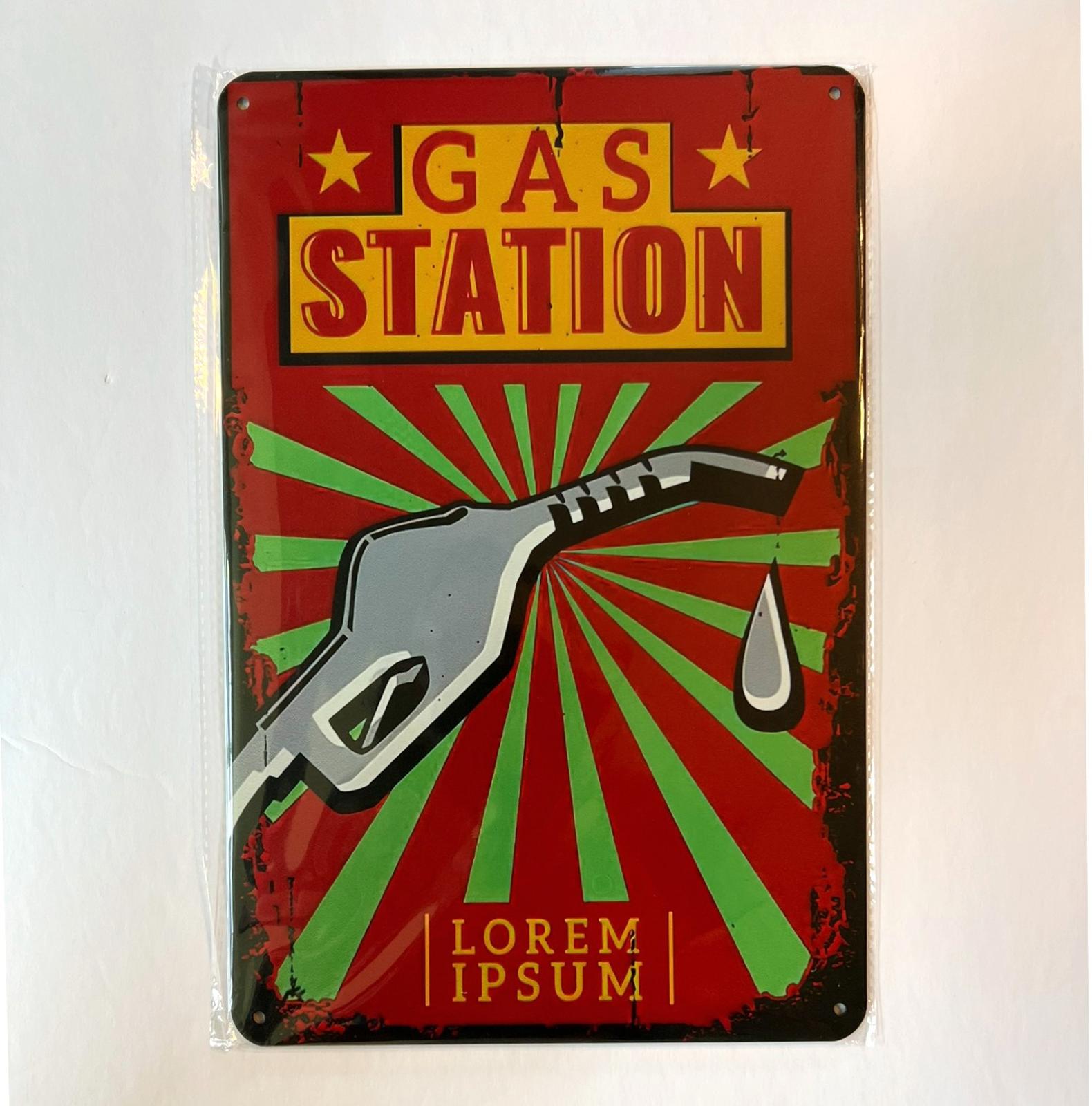 Gas Station Lorem Ipsum 8 x 12 Novelty Metal Sign Shrink-Wrapped New!