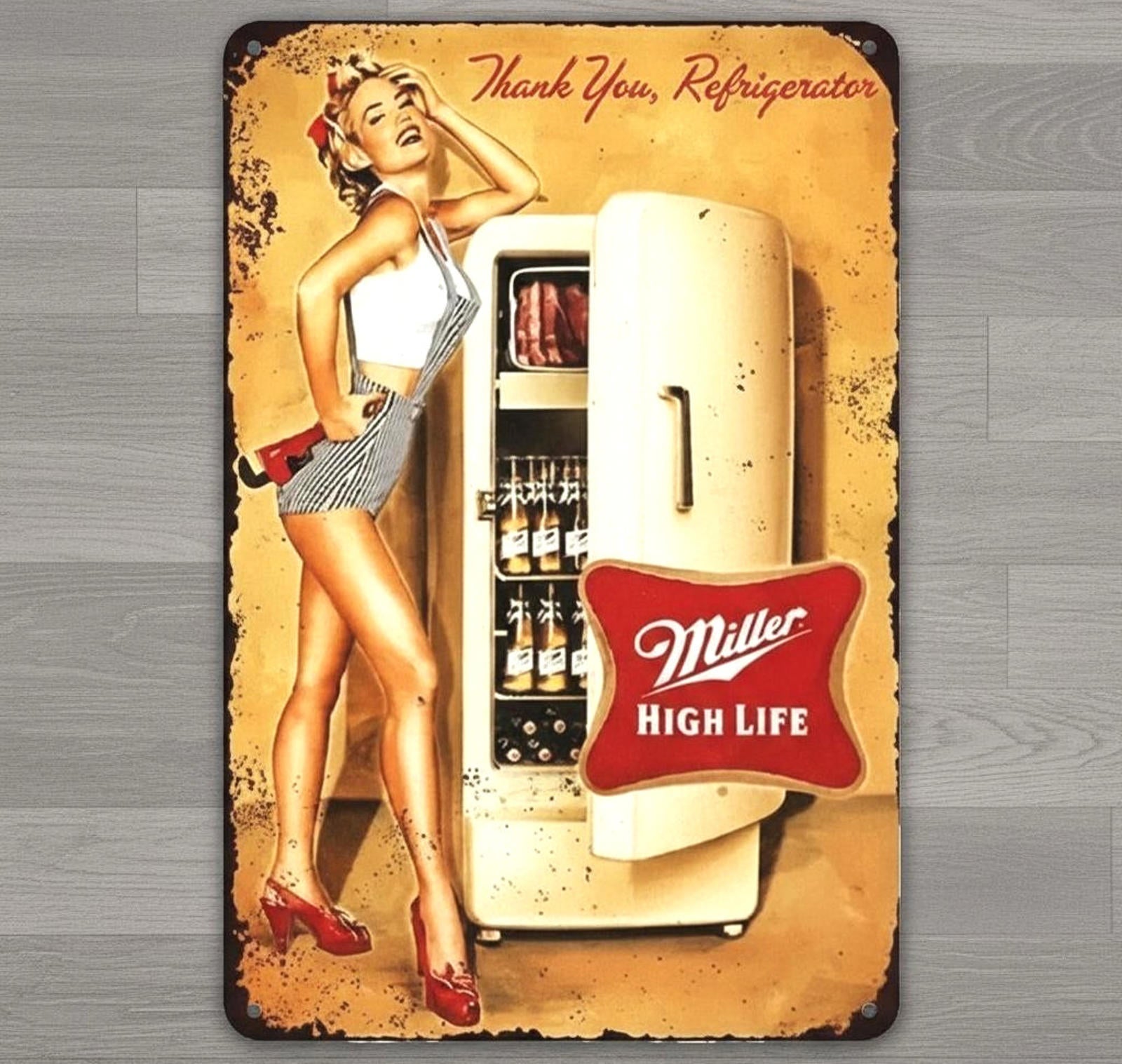 Miller High Life Thank You Refrigerator 8 x 12 Vintage Novelty Metal Sign New!