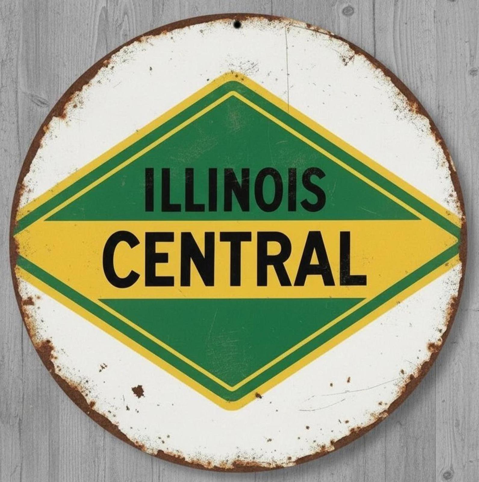 Illinois Central Railroad 12" Diameter Vintage Novelty Metal Sign Made In USA