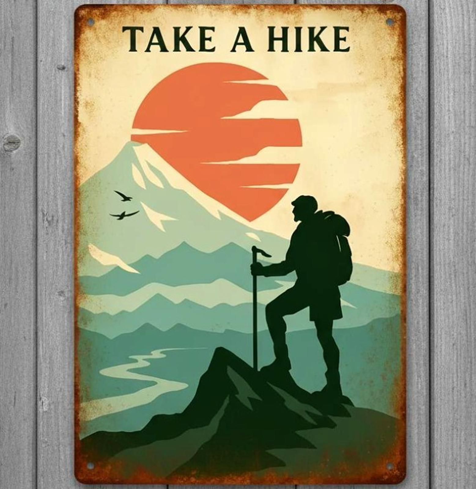 Take A Hike 8 x 12 Vintage Novelty Metal Sign Made In USA New!