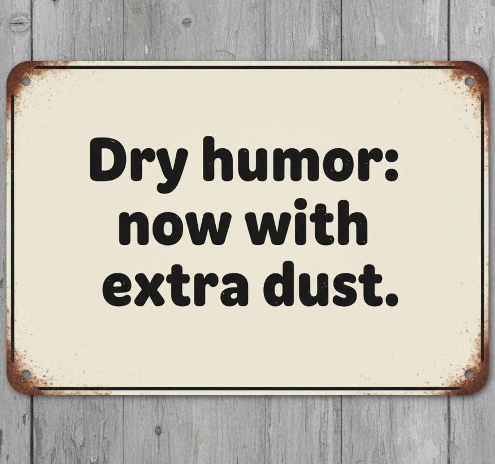 Dry Humor: Now With Extra Dust 8 x 12 Vintage Novelty Metal Sign Made In USA New