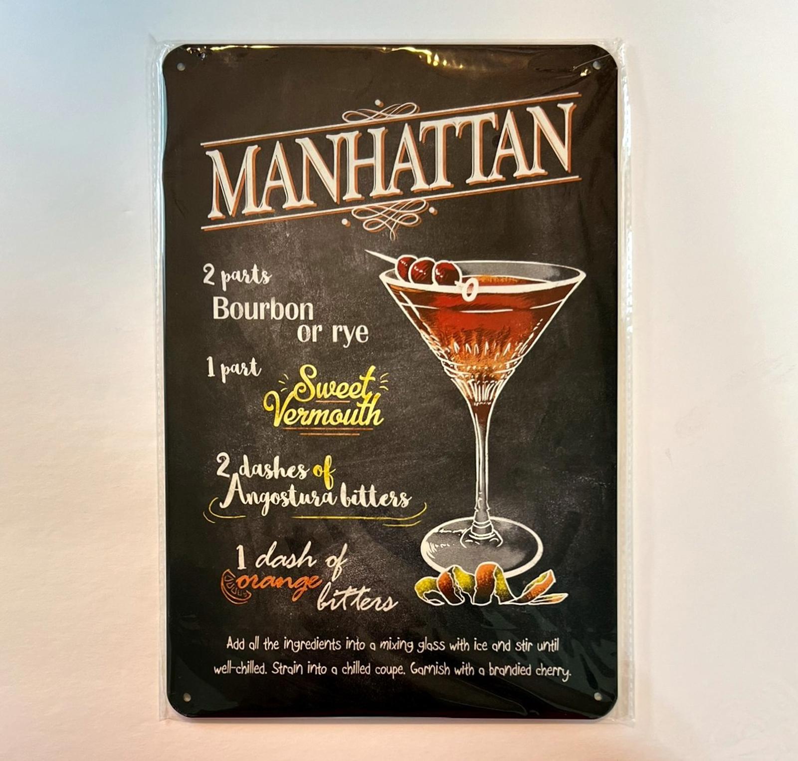Mixed Drinks Manhattan 8 x 12 Novelty Metal Sign New!