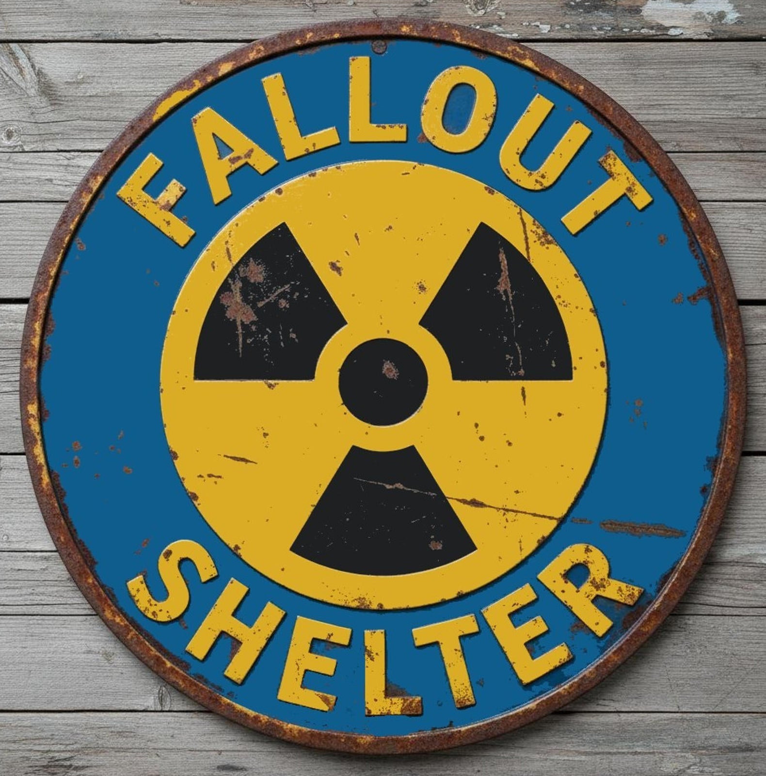 Fallout Shelter 8" Diameter Novelty Metal Sign Made In USA New!