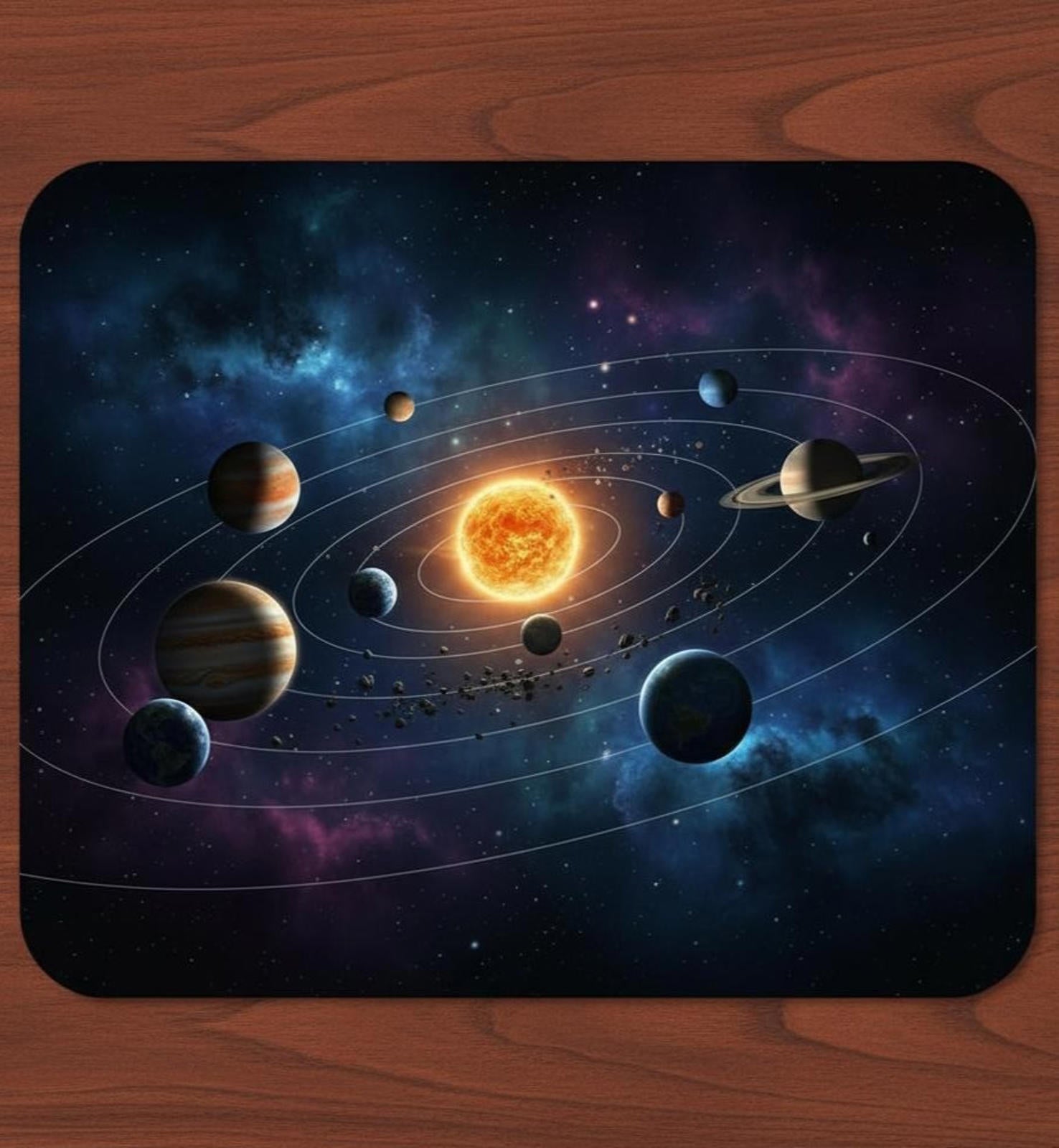 Solar System 9.5 x 8 Mouse Pad With Anti-Slip Rubber Backing Made In USA New!