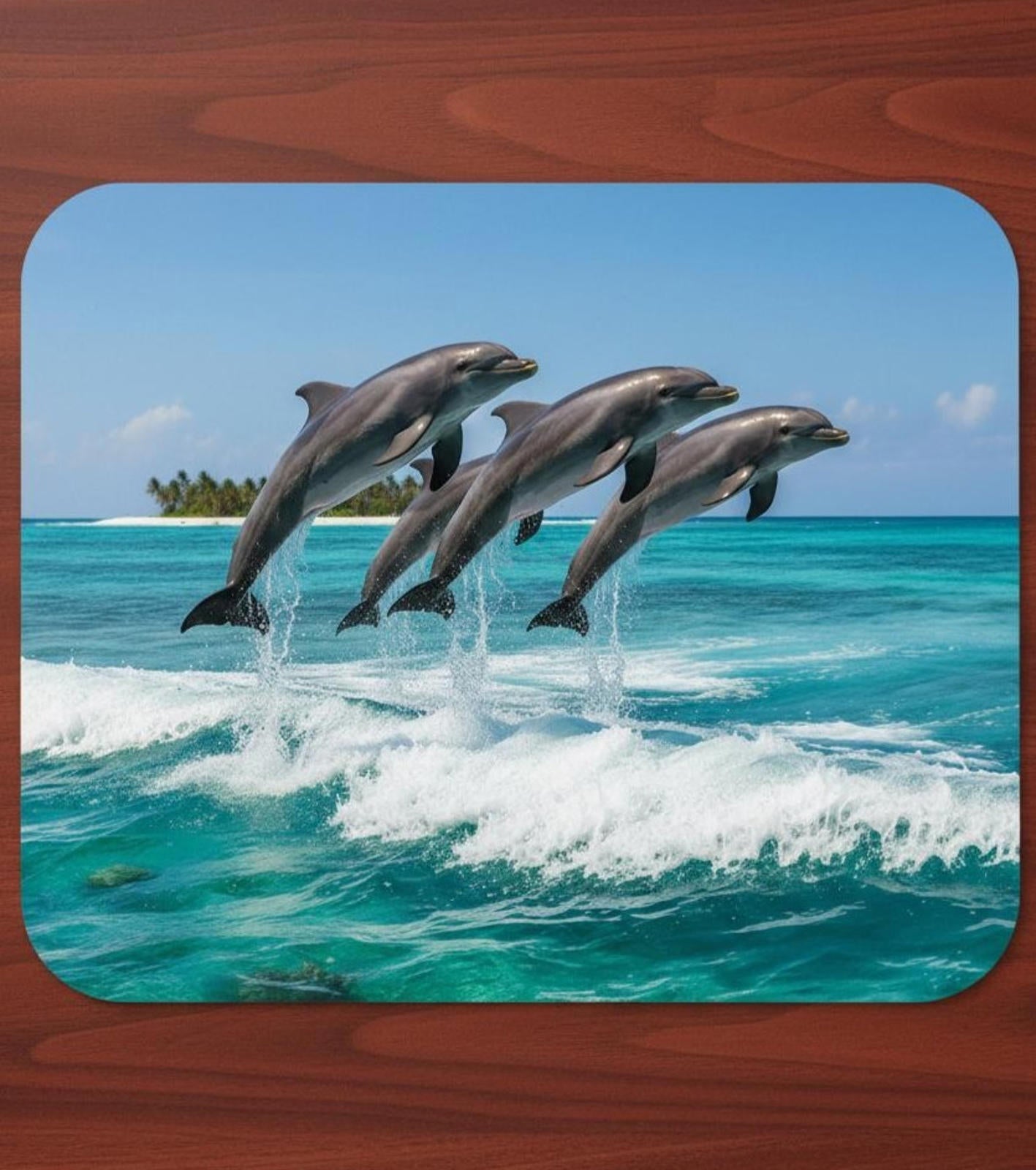 Dolphins 9.5 x 8 Mouse Pad With Anti-Slip Rubber Backing Made In USA