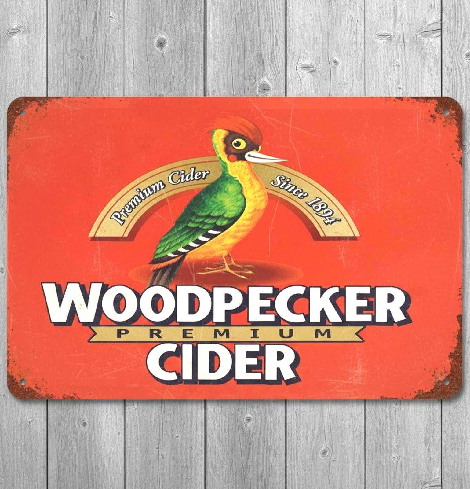 Woodpecker Premium Cider 8 x 12 Vintage Novelty Metal Sign Made In USA