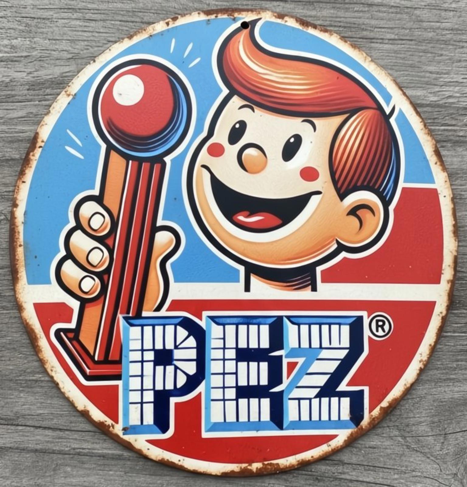 Pez Candy 8" Diameter Vintage Novelty Metal Sign Made In USA New!