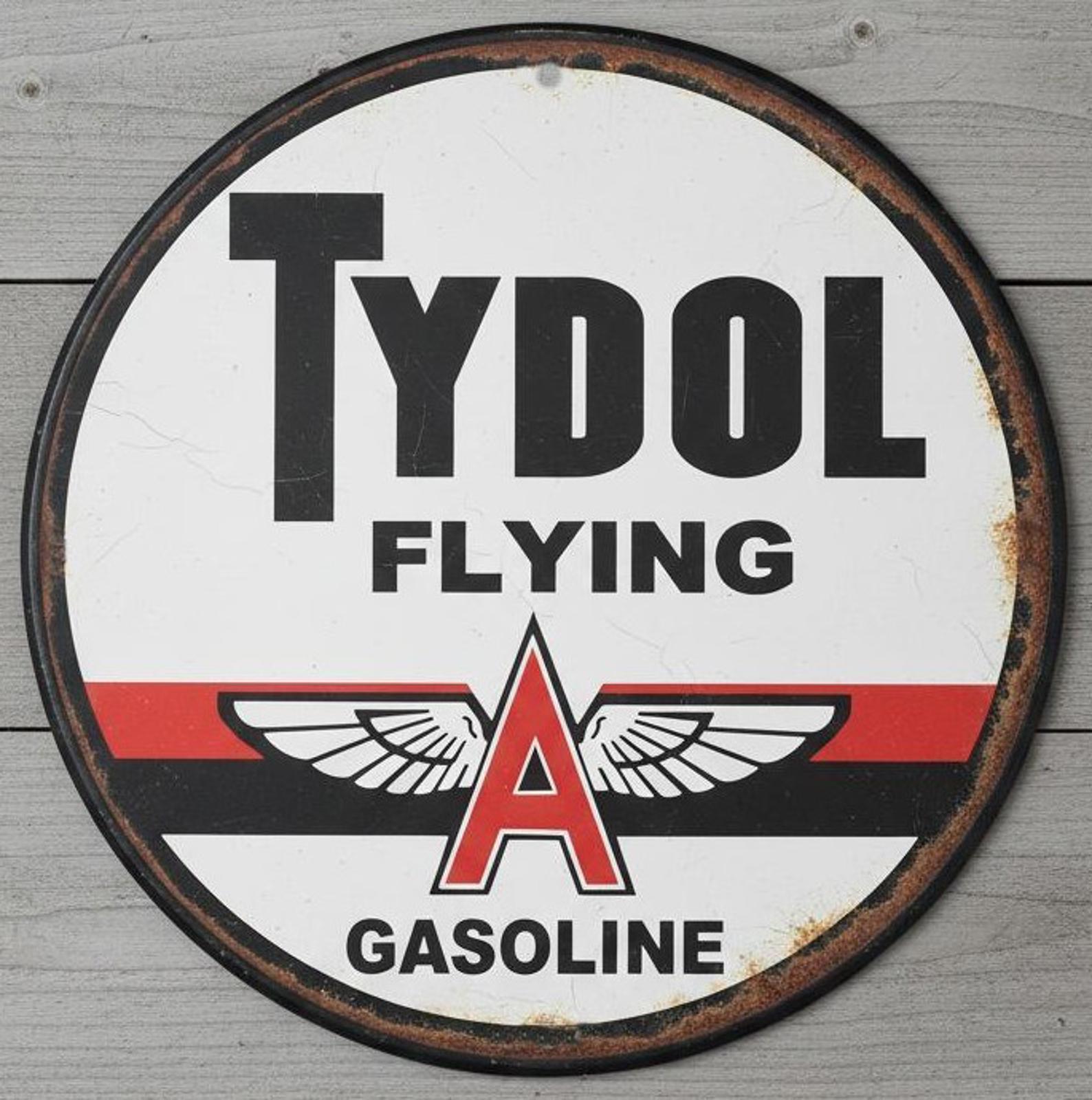 Tydol Flying A Gasoline 8" Diameter Vintage Novelty Metal Sign Made In USA New!