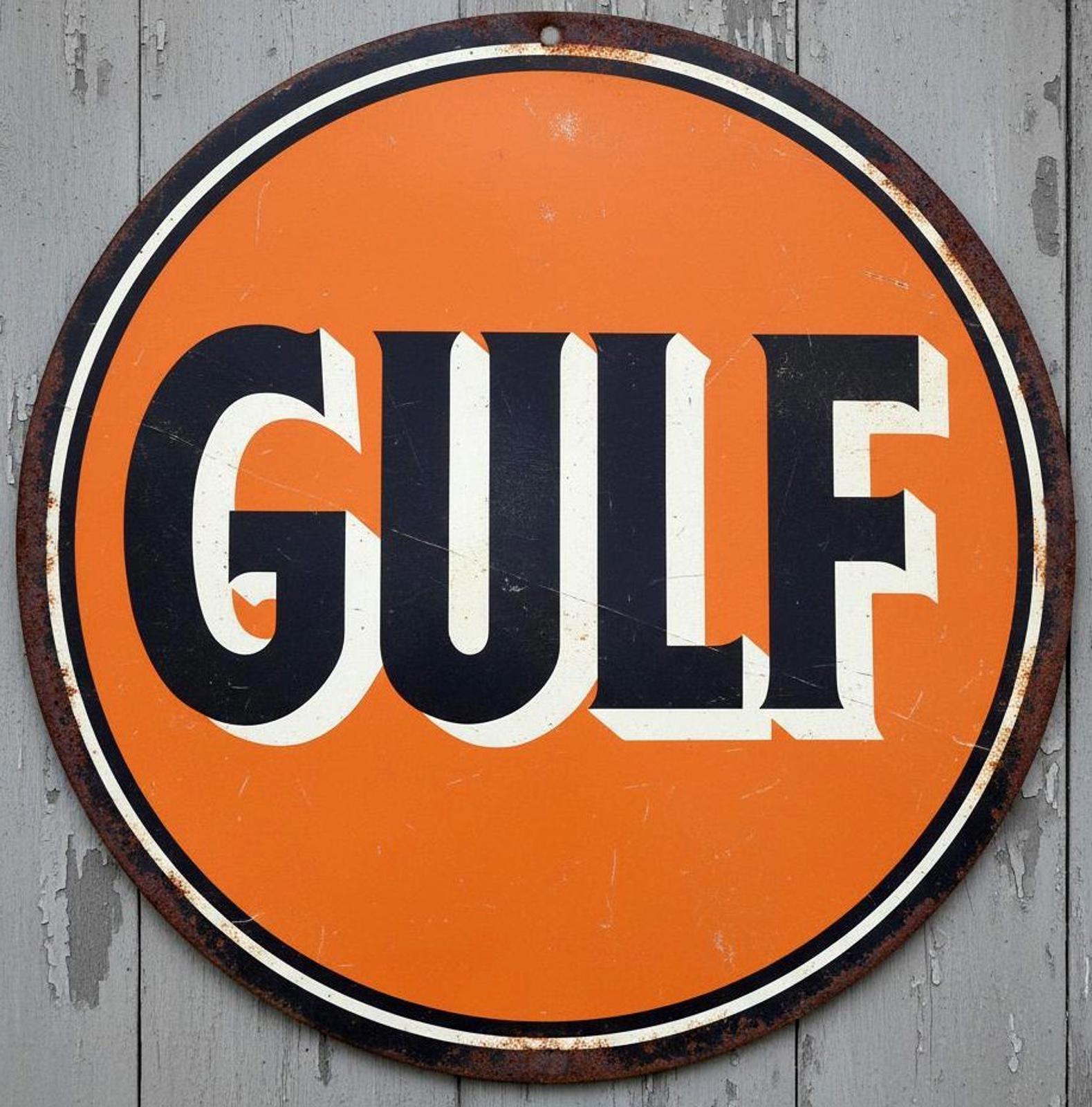 Gulf Oil 12" Diameter Vintage Novelty Metal Sign Made In USA New!