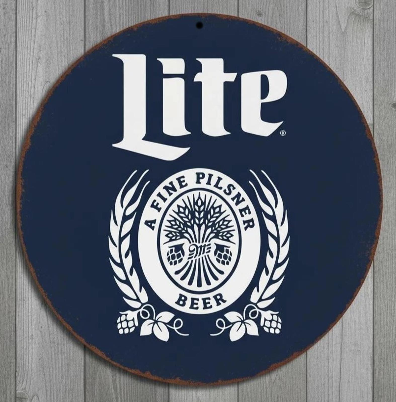 Lite Beer 8" Diameter Novelty Metal Sign Made In USA New!