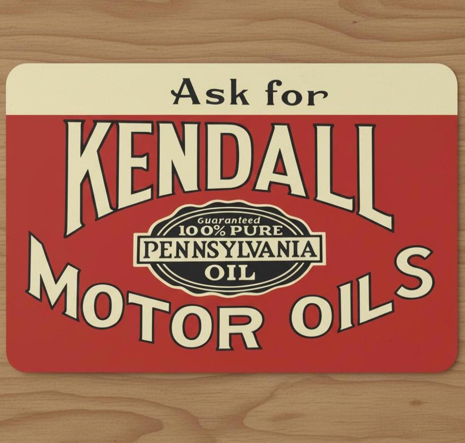Kendall Motor Oil 9.5 x 8 Mouse Pad With Anti-Slip Rubber Backing Made In USA