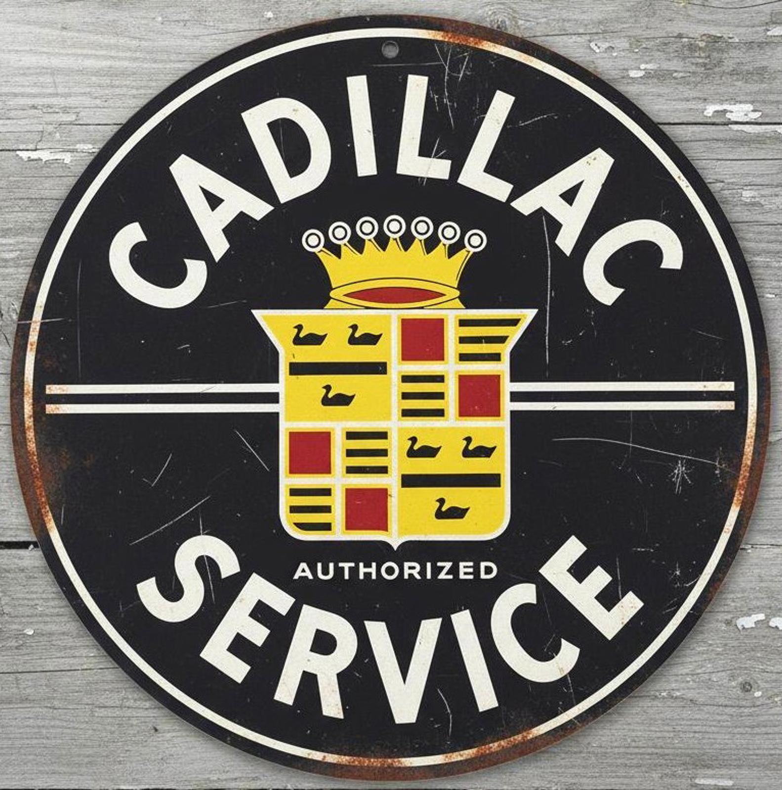 Cadillac Service 12" Diameter Vintage Novelty Metal Sign Made In USA
