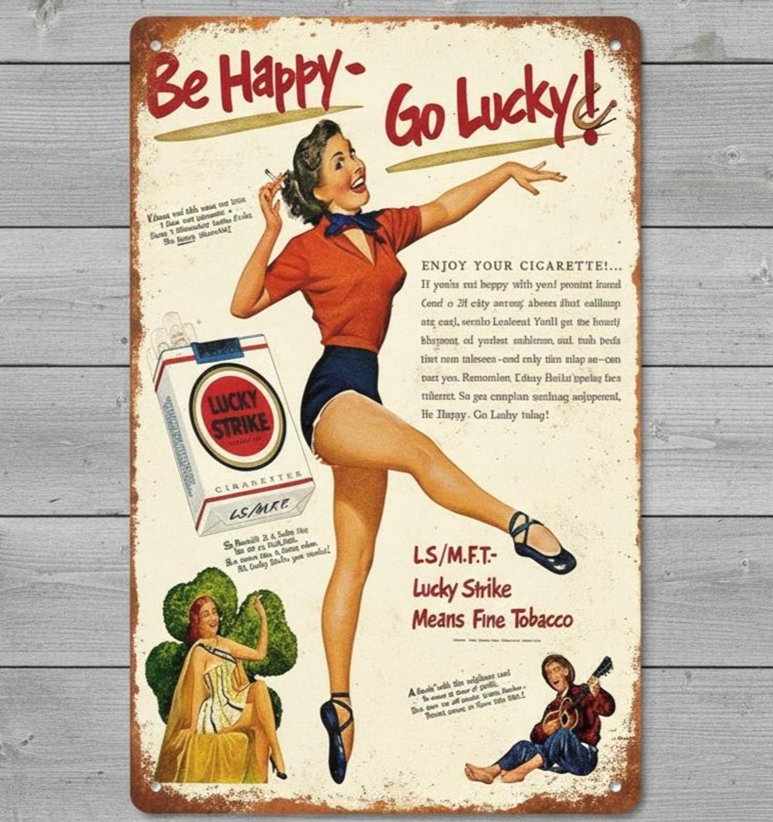 Lucky Strike Cigarettes 8 x 12 Vintage Novelty Metal Sign Made In USA