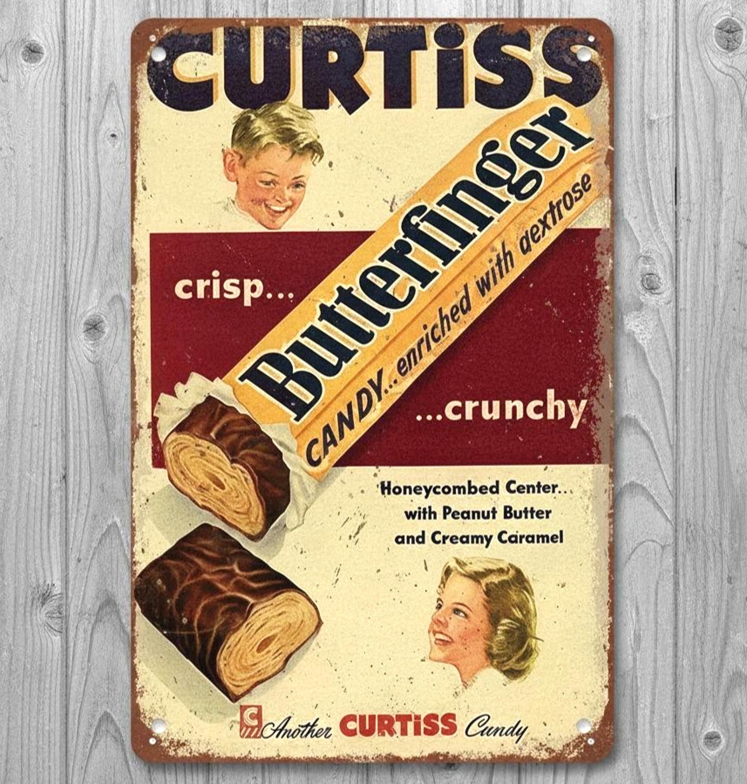Curtiss Butterfinger Candy Bar 8 x 12 Vintage Novelty Metal Sign Made In USA