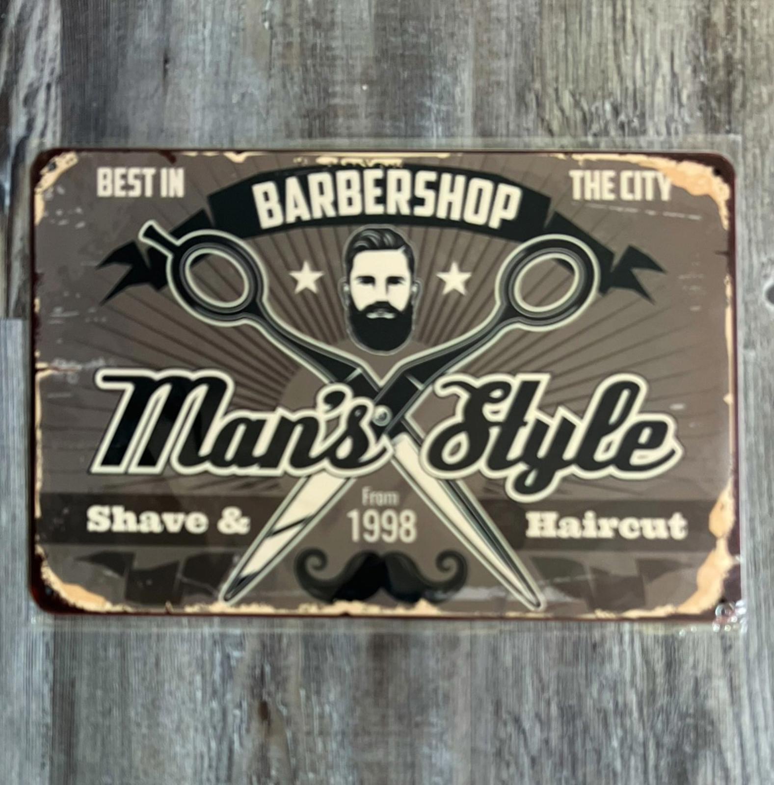 Barbershop Man's Style Shave & Haircut 8 x 12 Vintage Novelty Metal Sign New!
