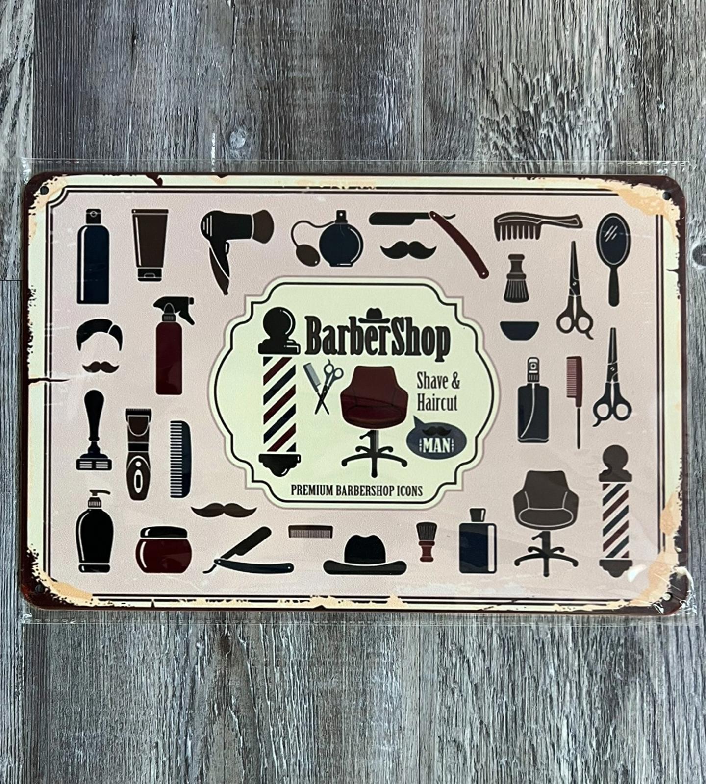 Barbershop Shave & Haircut 8 x 12 Vintage Novelty Metal Sign New!