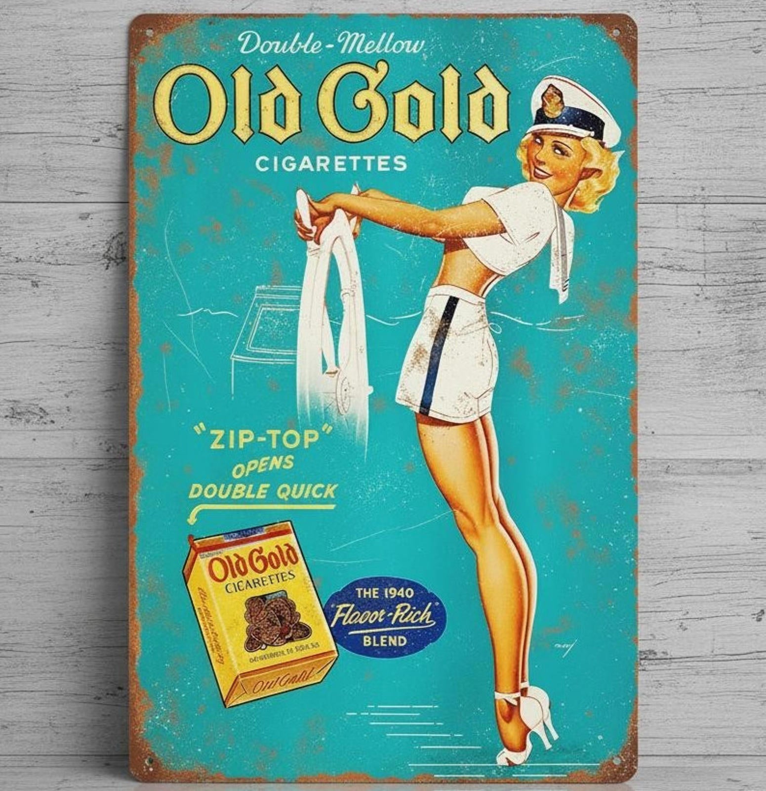 Old Gold Cigarettes 8 x 12 Vintage Novelty Metal Sign Made In USA