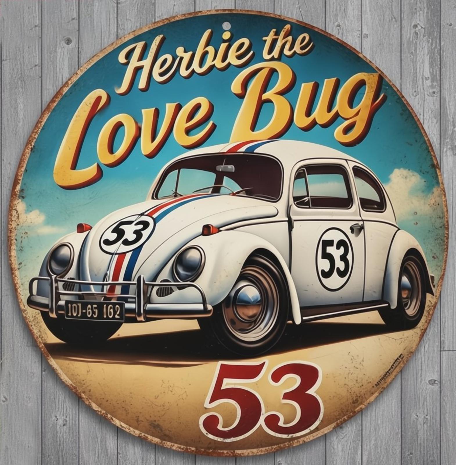 Herbie The Love Bug 12" Diameter Novelty Metal Sign Made In USA