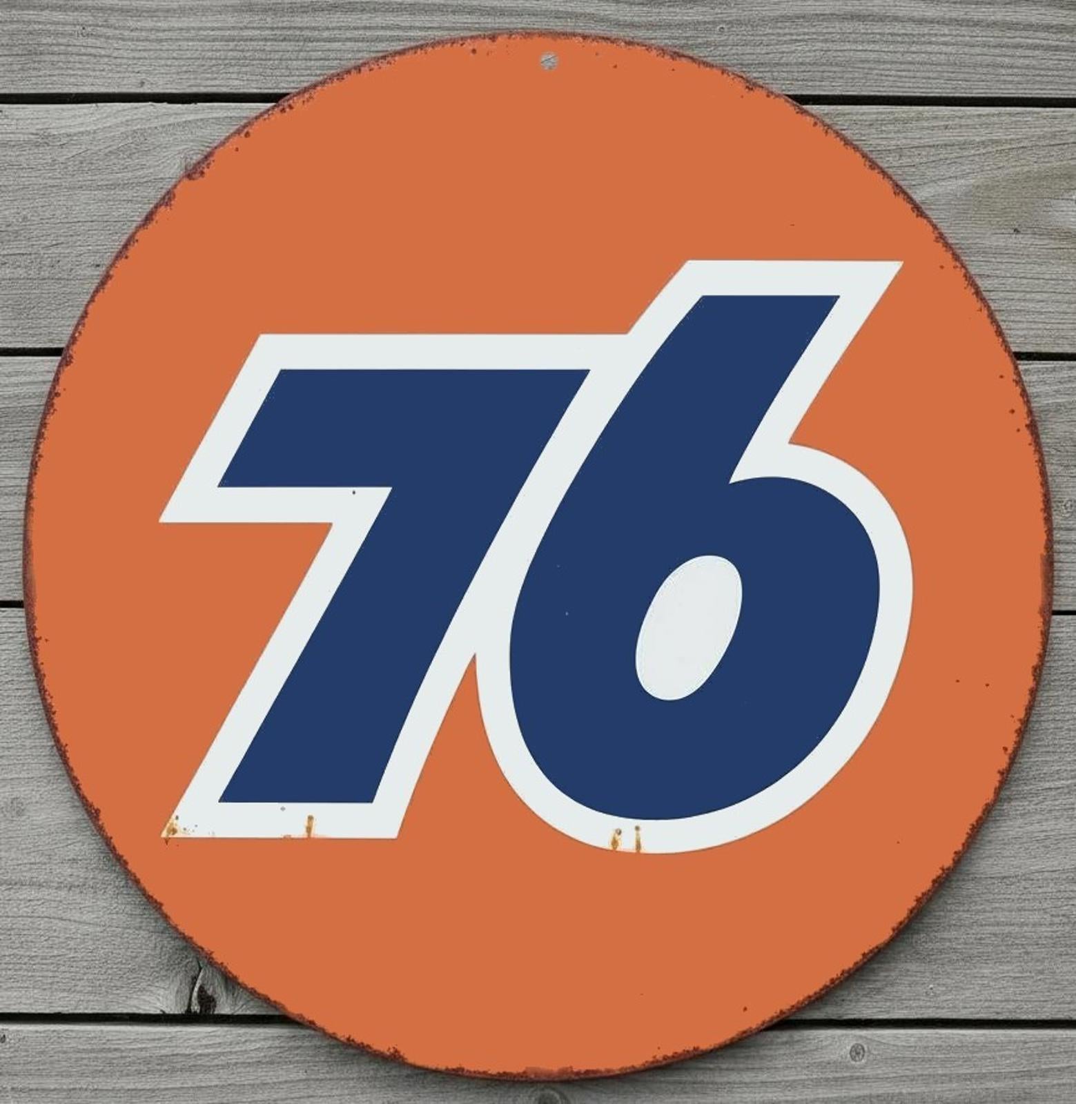Union 76 8" Diameter Novelty Metal Sign Made In USA New!