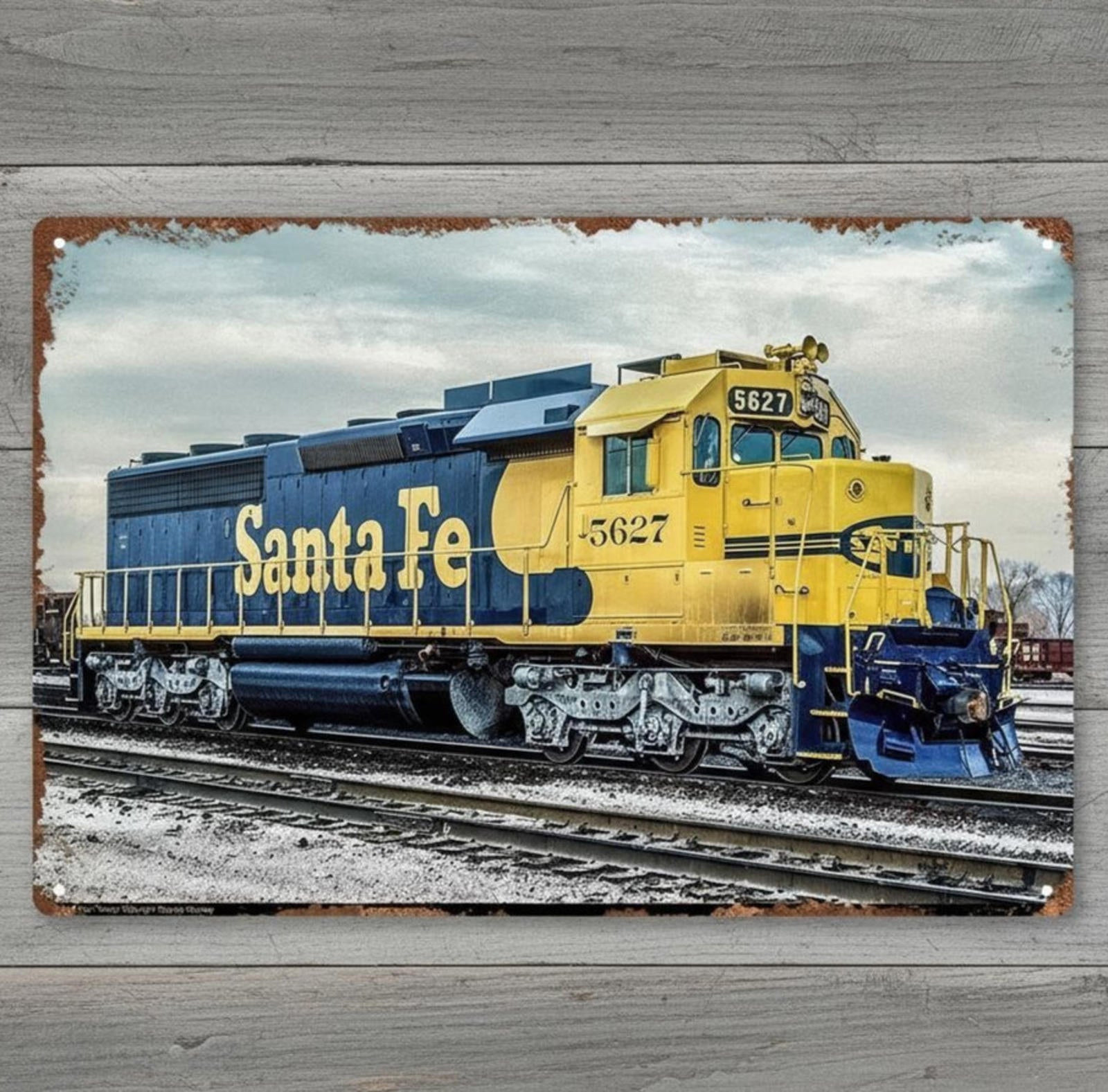 Santa Fe ATSF 5627 Locomotive 8 x 12 Vintage Novelty Metal Sign New!