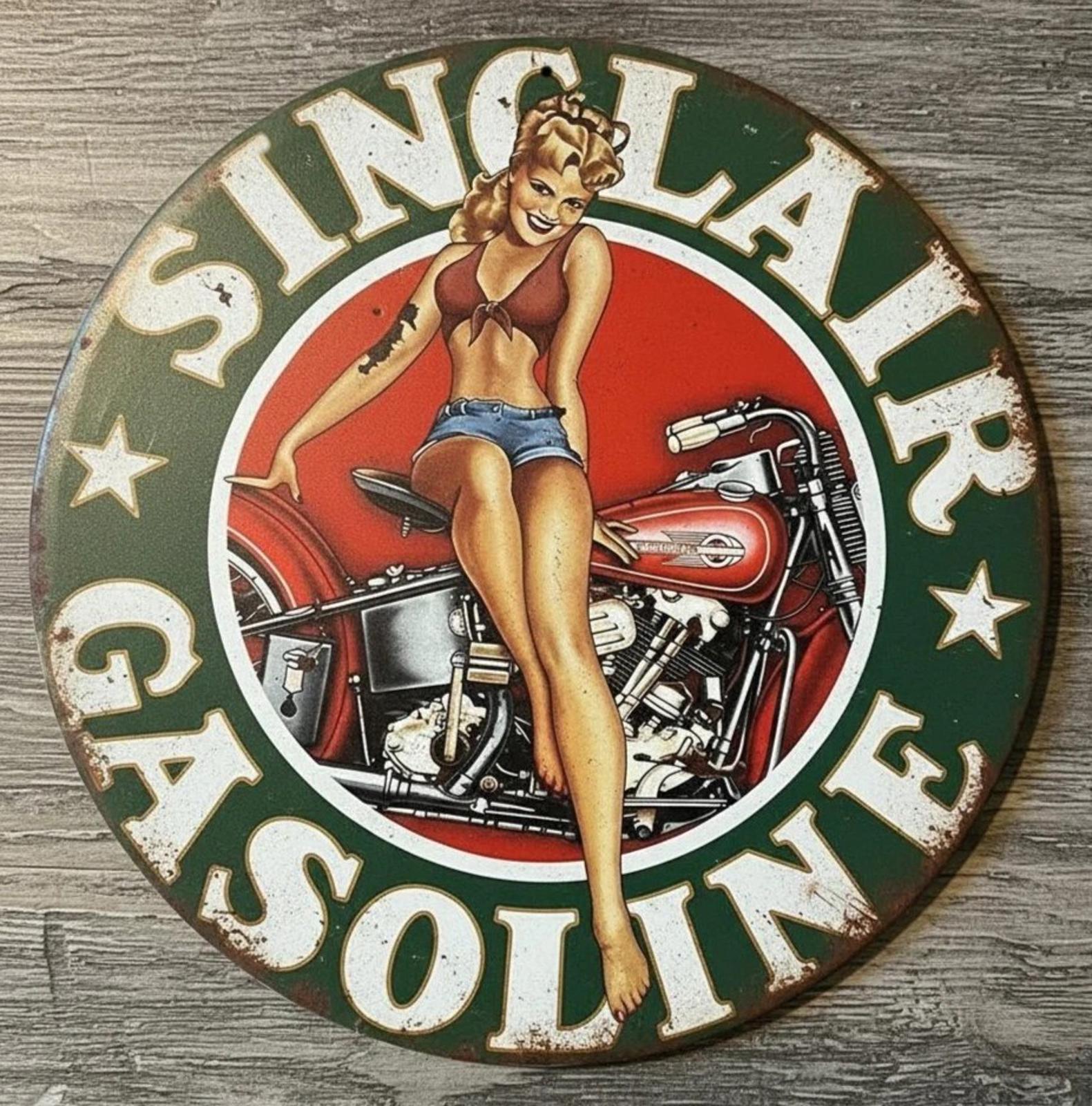 Sinclair Gasoline 8" Diameter Vintage Novelty Metal Sign Made In USA New!