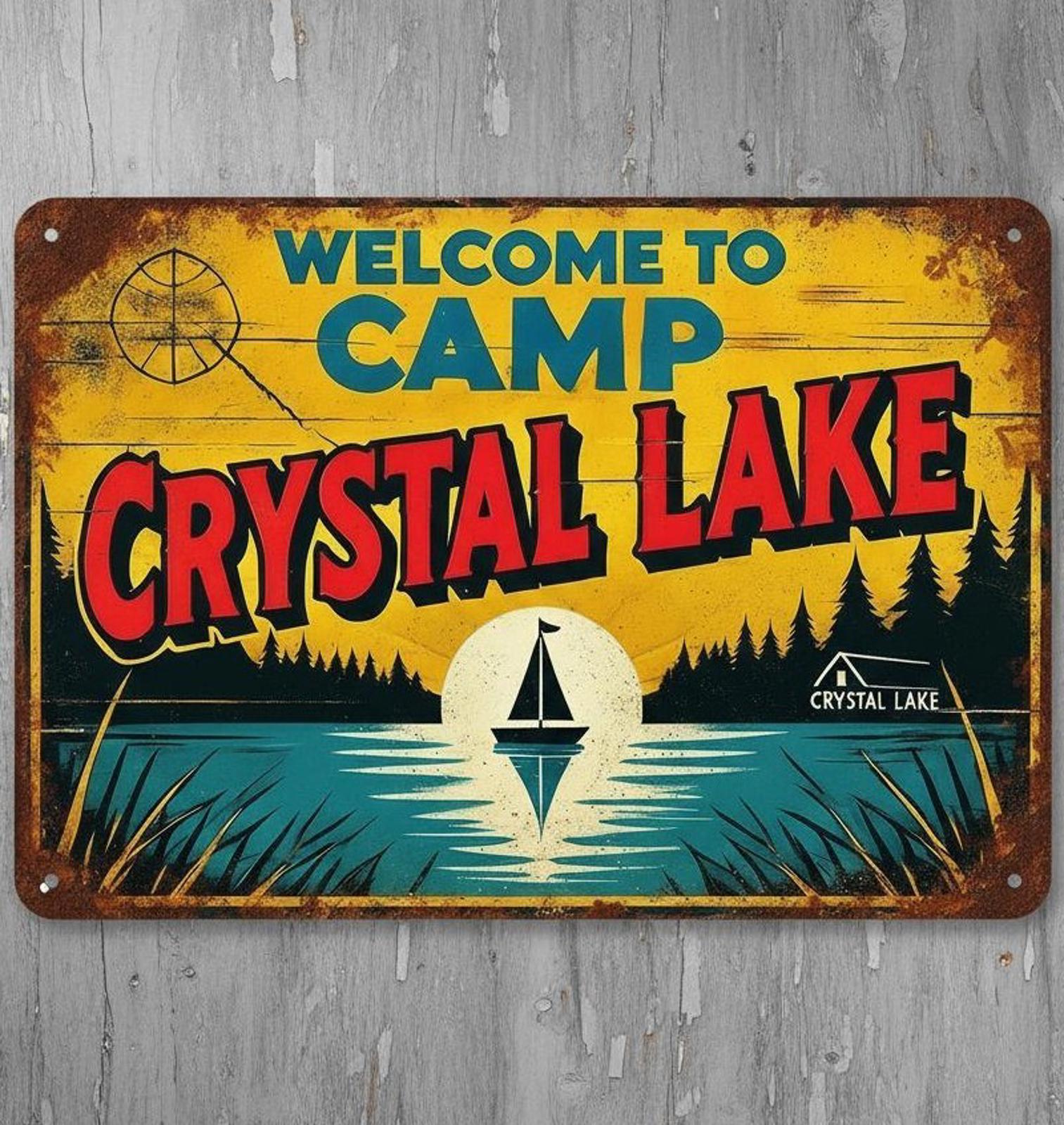 Welcome To Camp Crystal Lake 8 x 12 Vintage Novelty Metal Sign New!