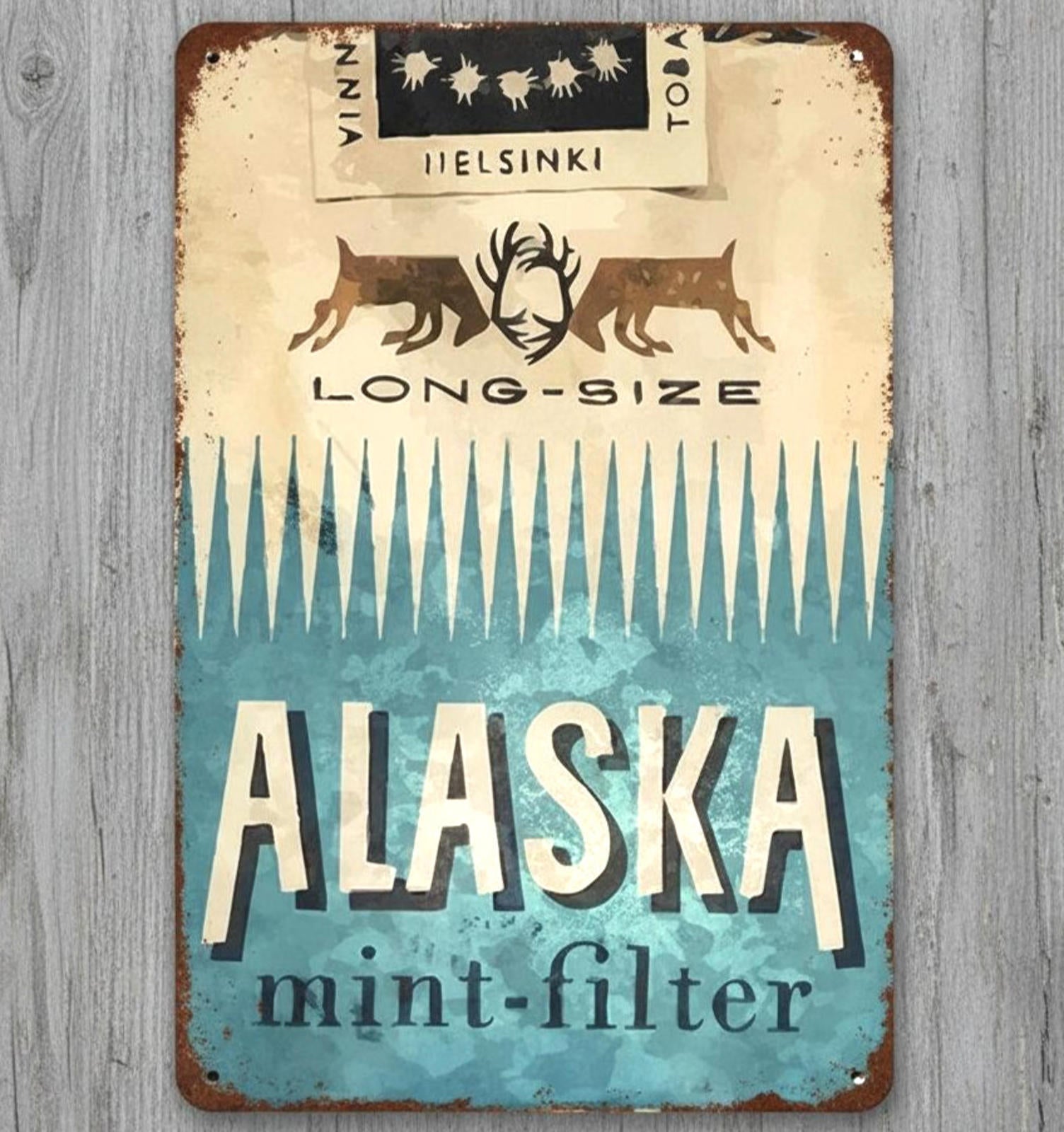 Alaska Mint Filter Cigarettes 8 x 12 Vintage Novelty Metal Sign Made In USA