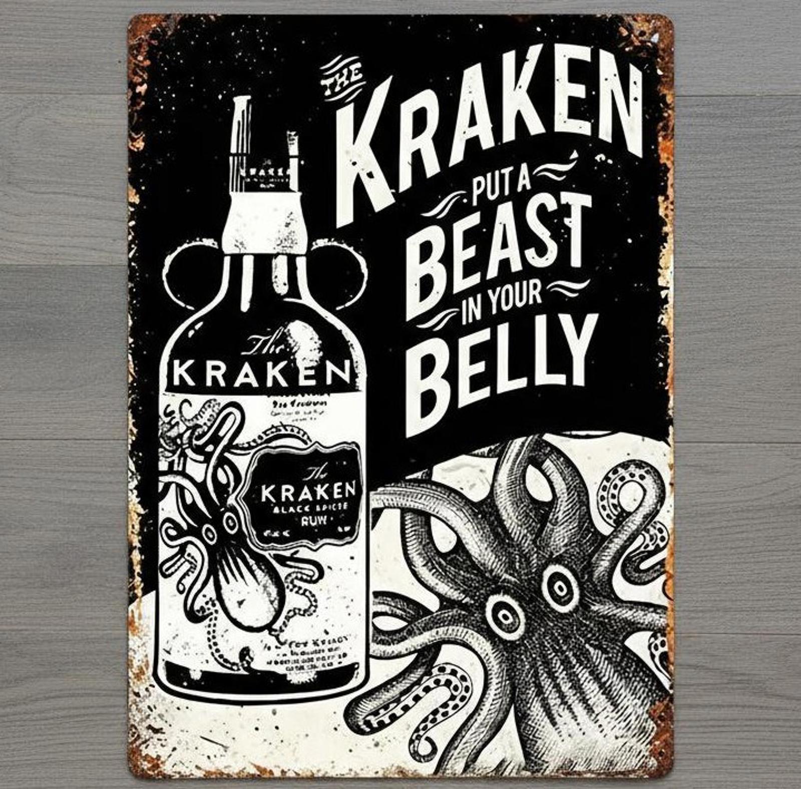 Kraken Rum Put A Beast In Your Belly 8 x 12 Novelty Metal Sign New!
