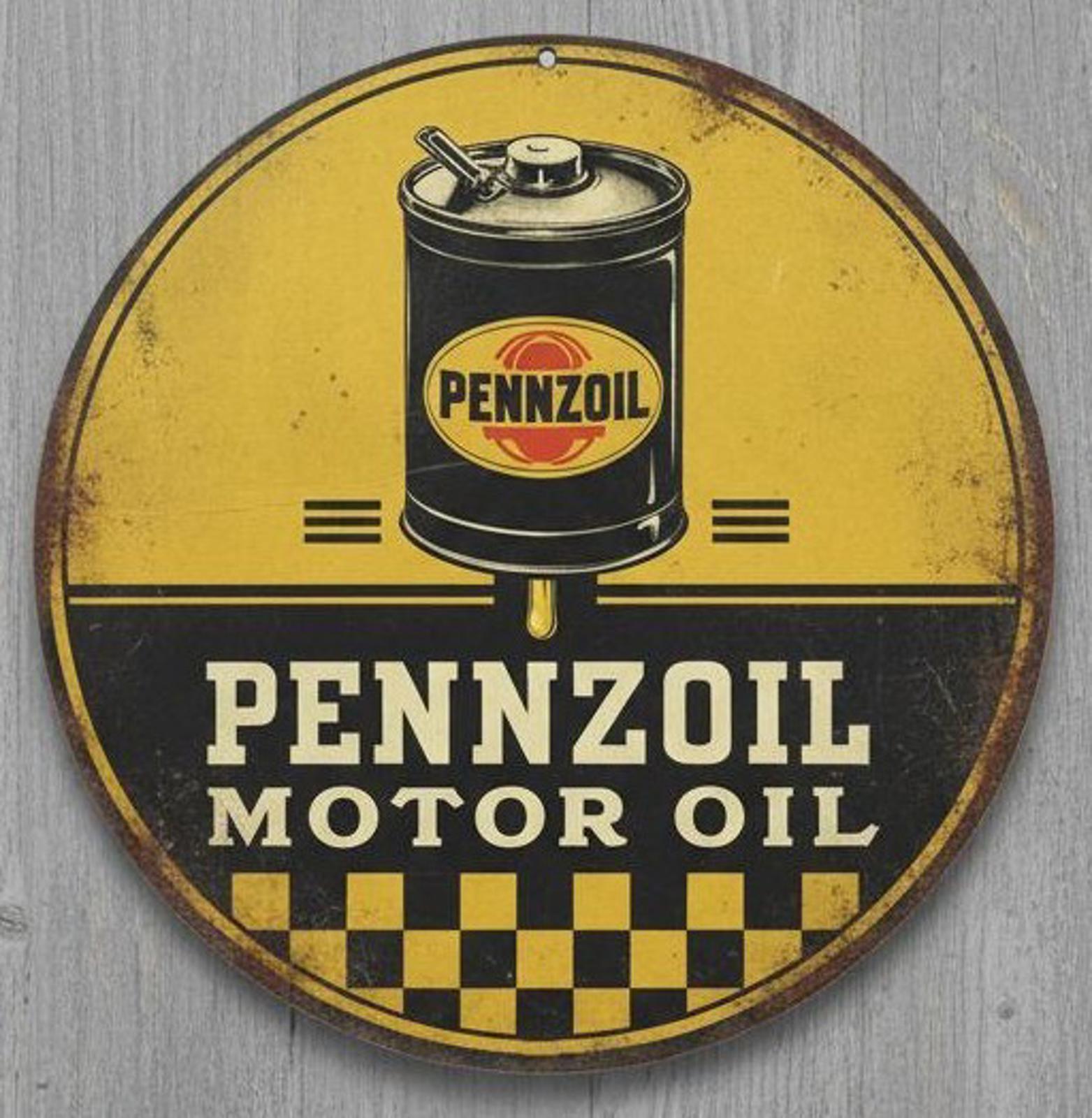 Pennzoil Motor Oil 12" Diameter Novelty Metal Sign Made In USA New!