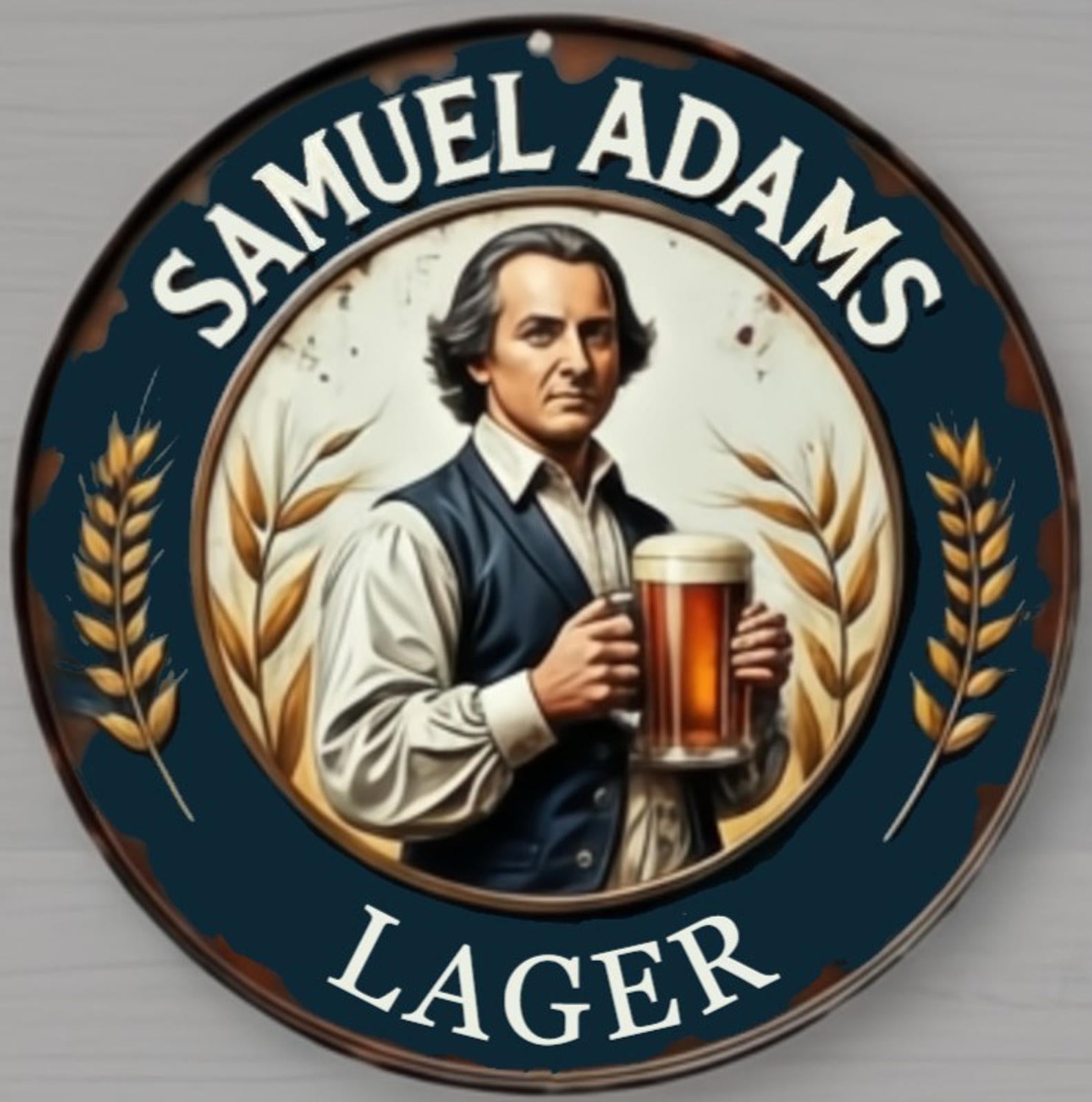 Samuel Adams Lager 12" Diameter Novelty Metal Sign Made In USA New!