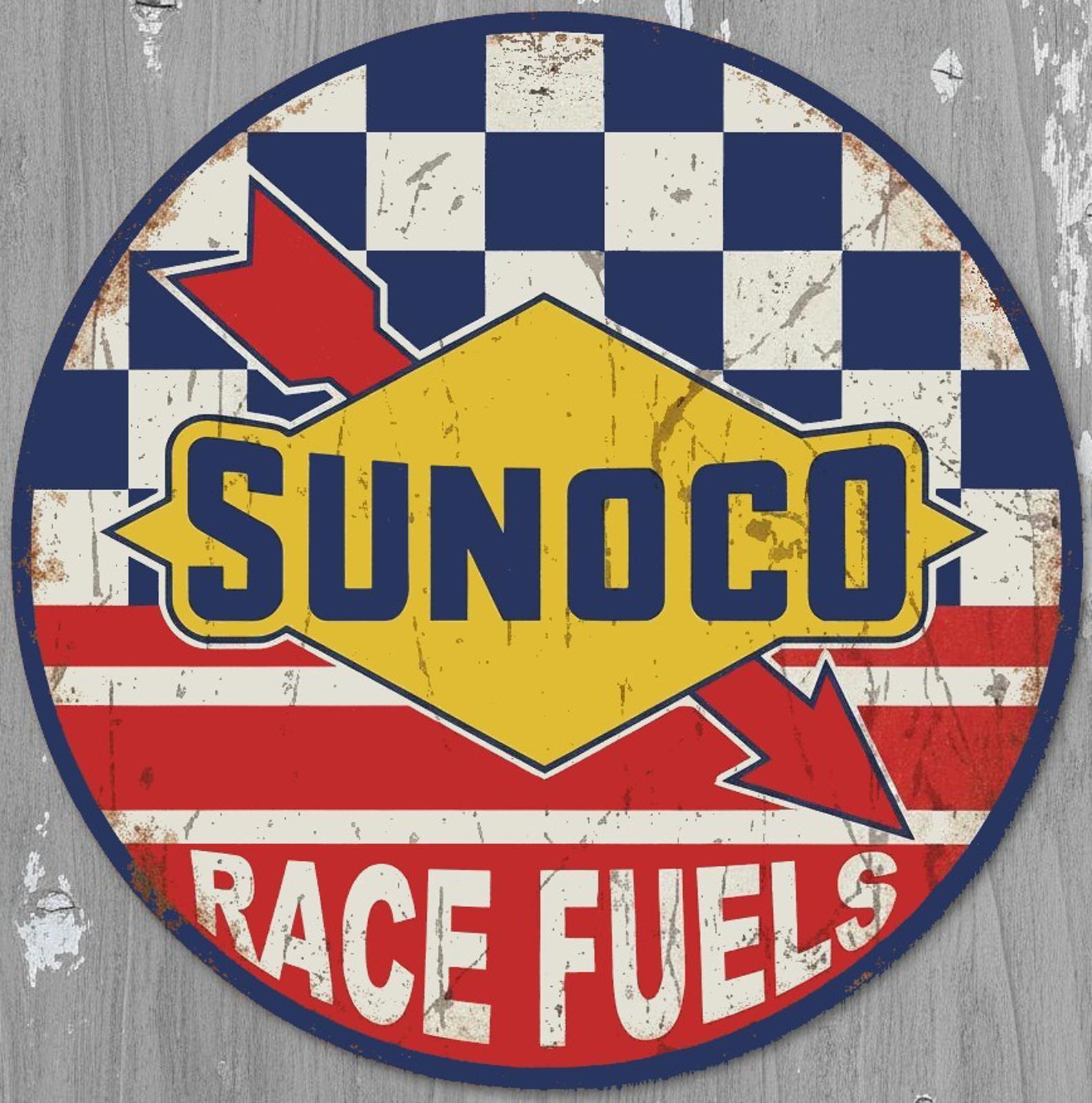 Sunoco Race Fuels 12" Diameter Vintage Novelty Metal Sign Made In USA New!