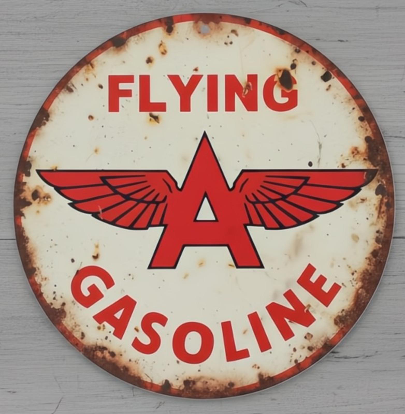 Flying A Gasoline 12" Diameter Novelty Metal Sign Made In USA New!