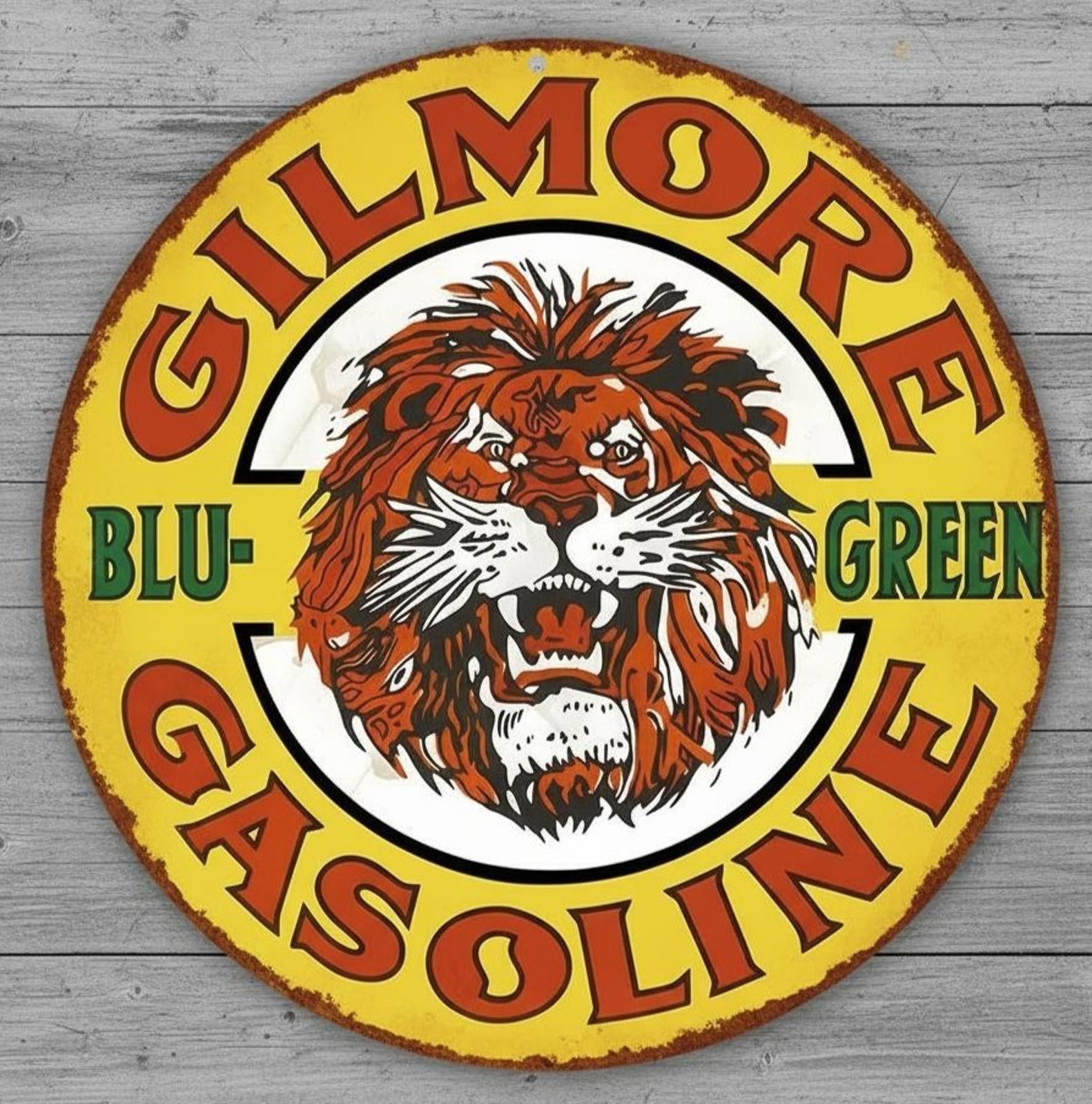 Gilmore Gasoline 12" Diameter Vintage Novelty Metal Sign Made In USA