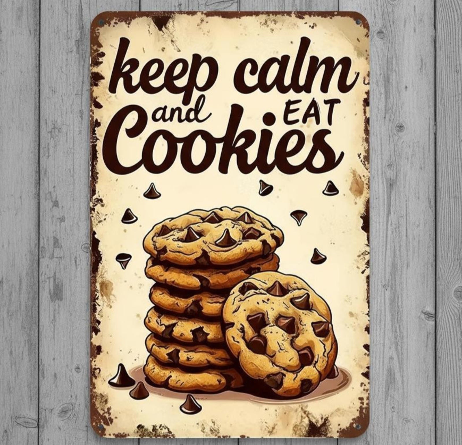 Keep Calm And Eat Cookies 8 x 12 Vintage Novelty Metal Sign Shrink-Wrapped New!