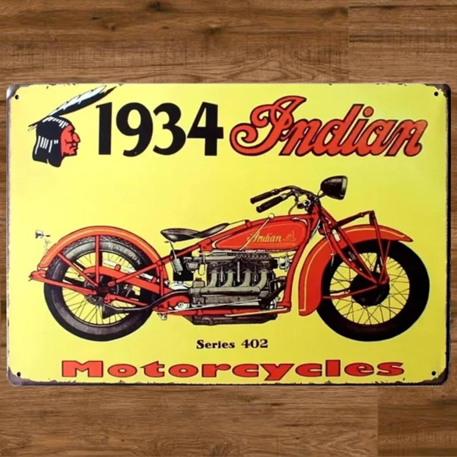 1934 Indian Motorcycles Series 402  8 x 12 Novelty Metal Sign New!